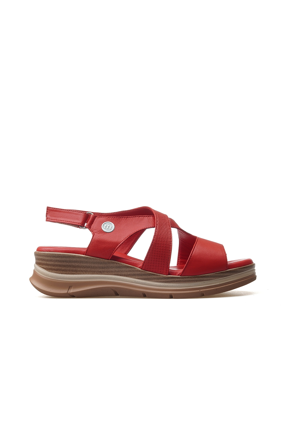 Kadın Hakiki Deri Topuklu Günlük Sandalet 25y D25ys-2790 Z Kırmızı - Görsel 2