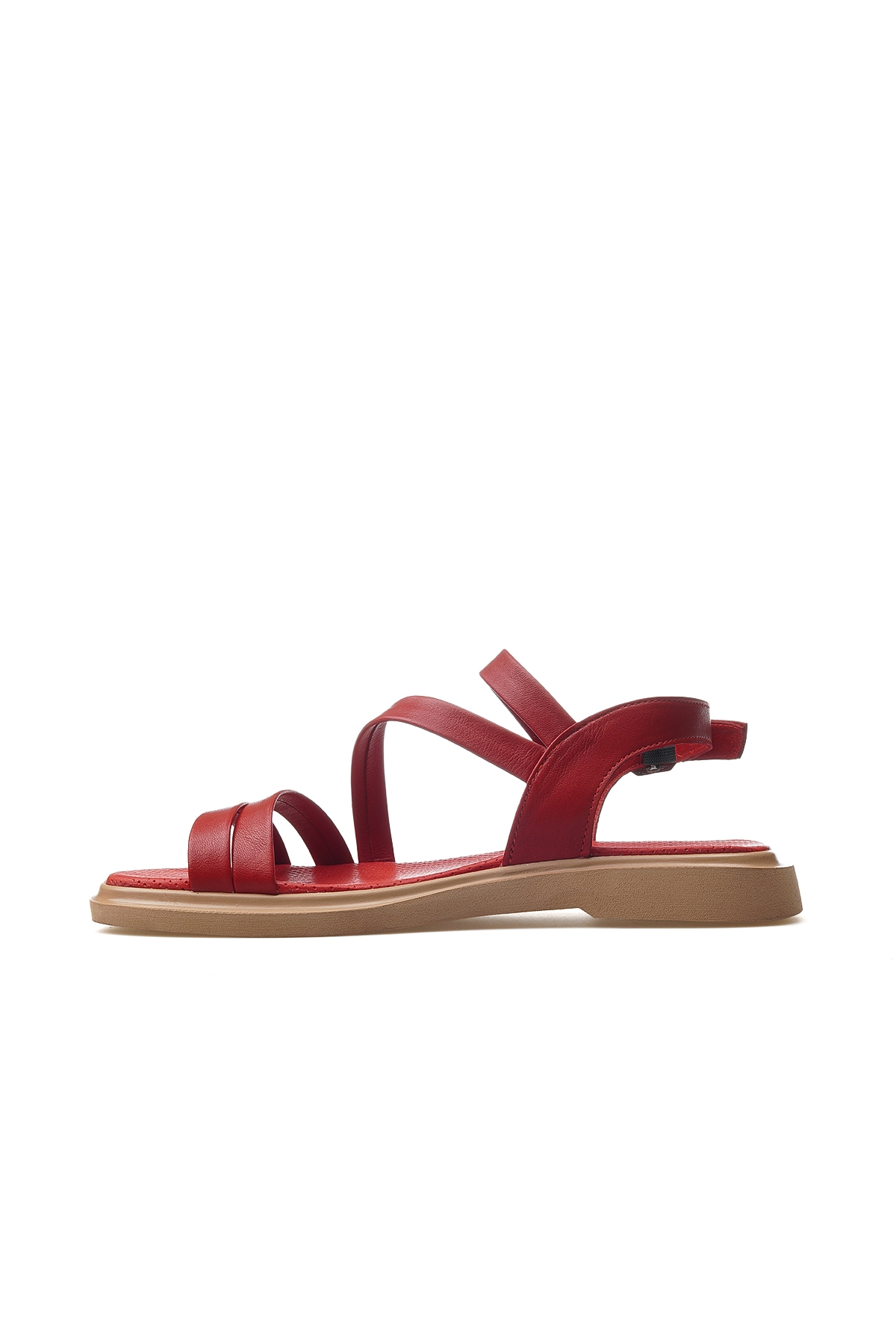 Kadın Hakiki Deri Günlük Sandalet 25y D25ys-5005 Z Kırmızı - Görsel 3