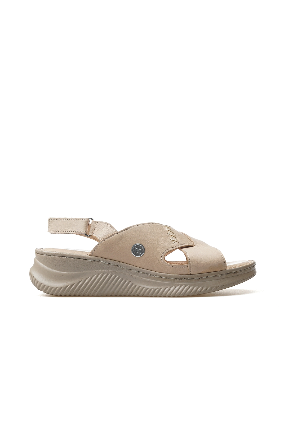 Kadın Hakiki Deri Günlük Sandalet 25y D25ys-2855 Z Bej - Görsel 2