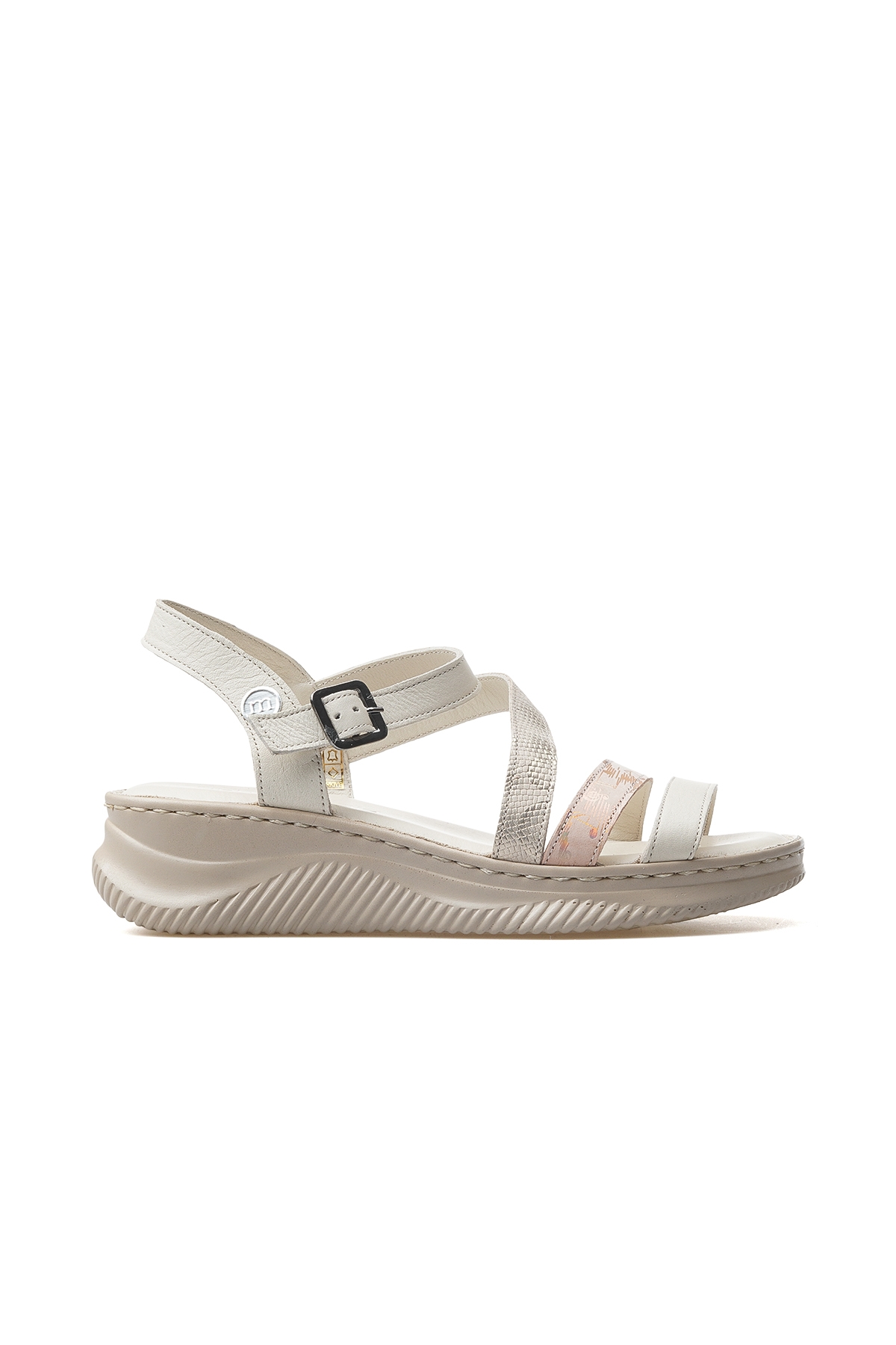 Kadın Hakiki Deri Günlük Sandalet 25y D25ys-2365 Z Kemik - Görsel 2