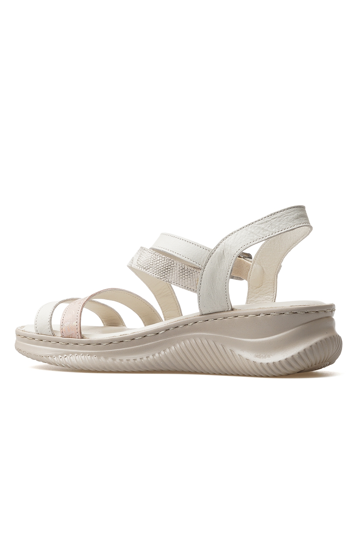 Kadın Hakiki Deri Günlük Sandalet 25y D25ys-2365 Z Kemik - Görsel 4