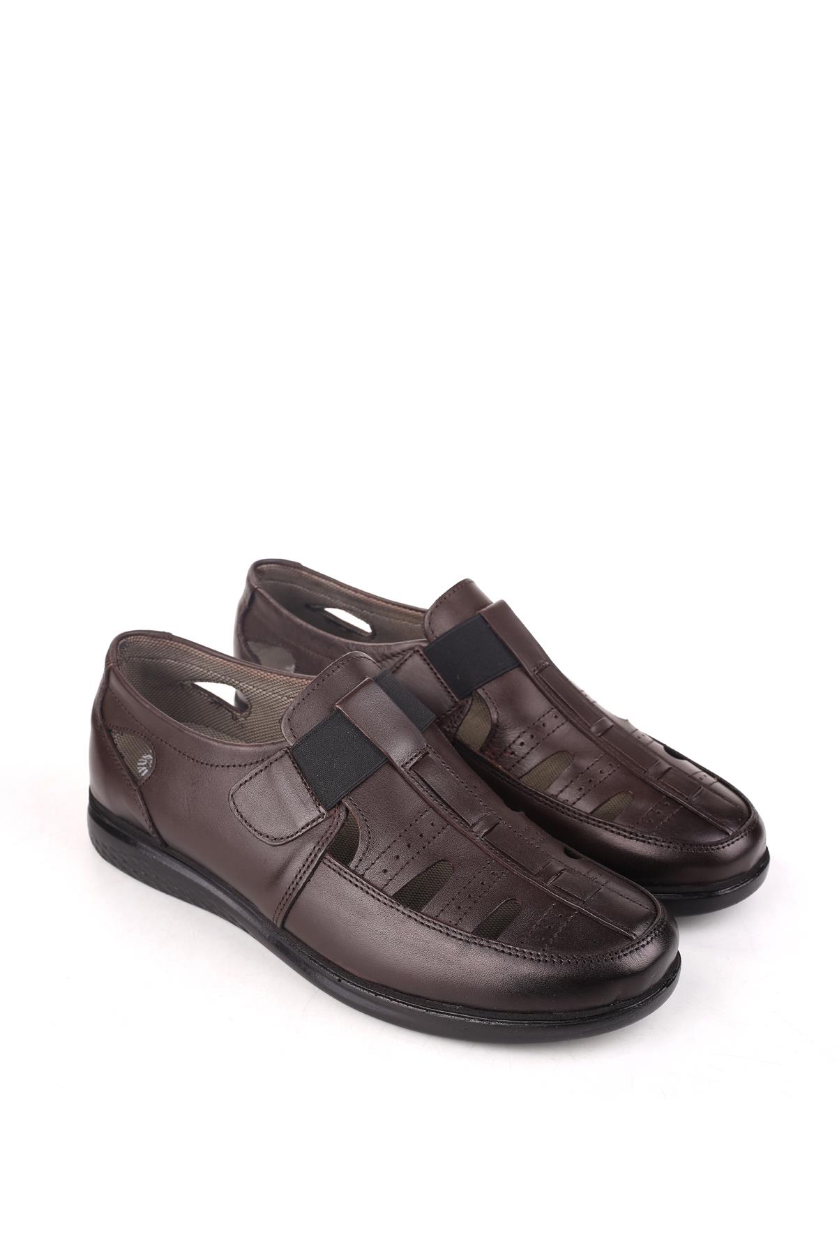 3901 Ortopedik Hakiki Deri Erkek Sandalet Ayakkabı - Görsel 2