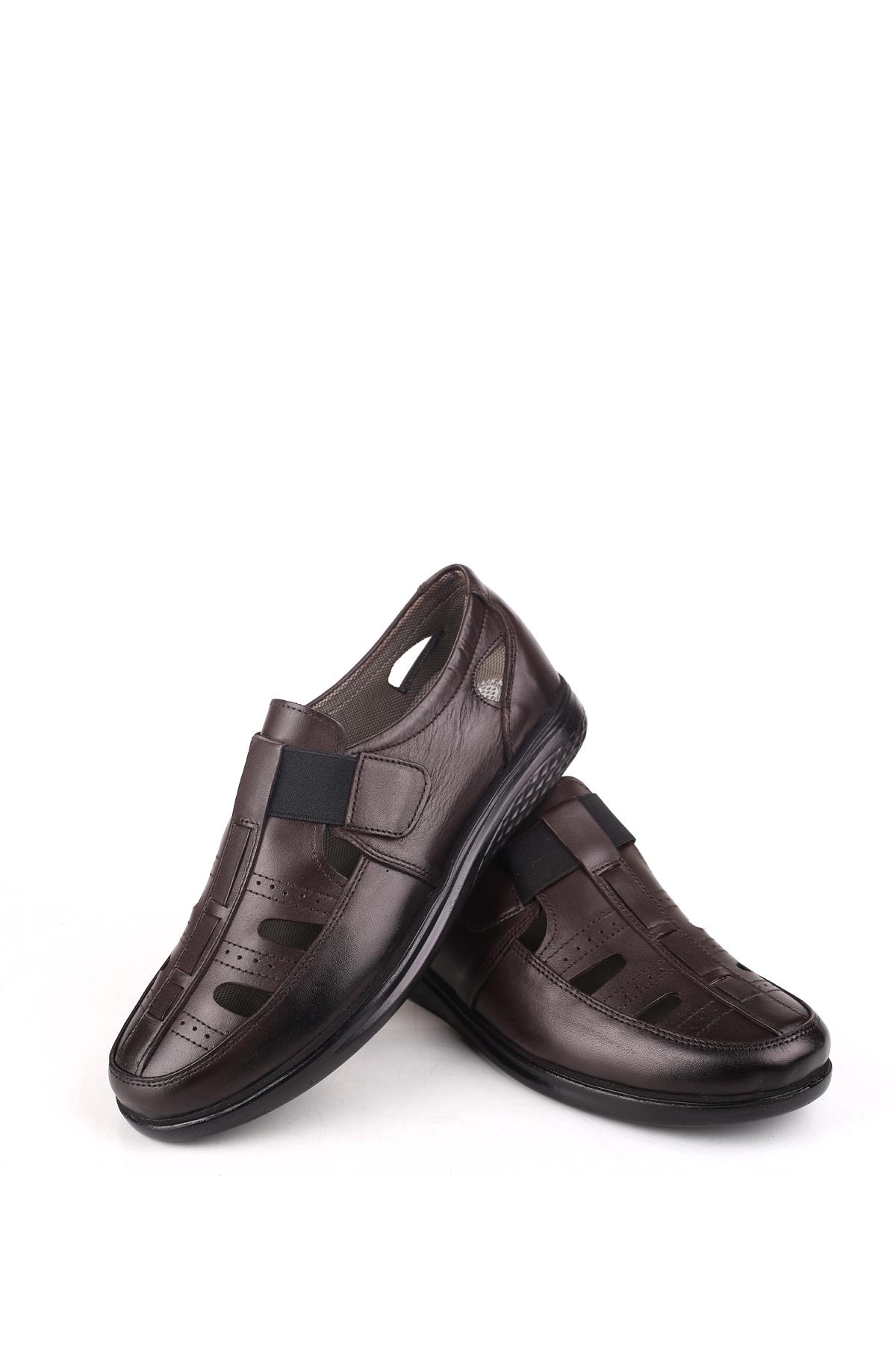 3901 Ortopedik Hakiki Deri Erkek Sandalet Ayakkabı - Görsel 6