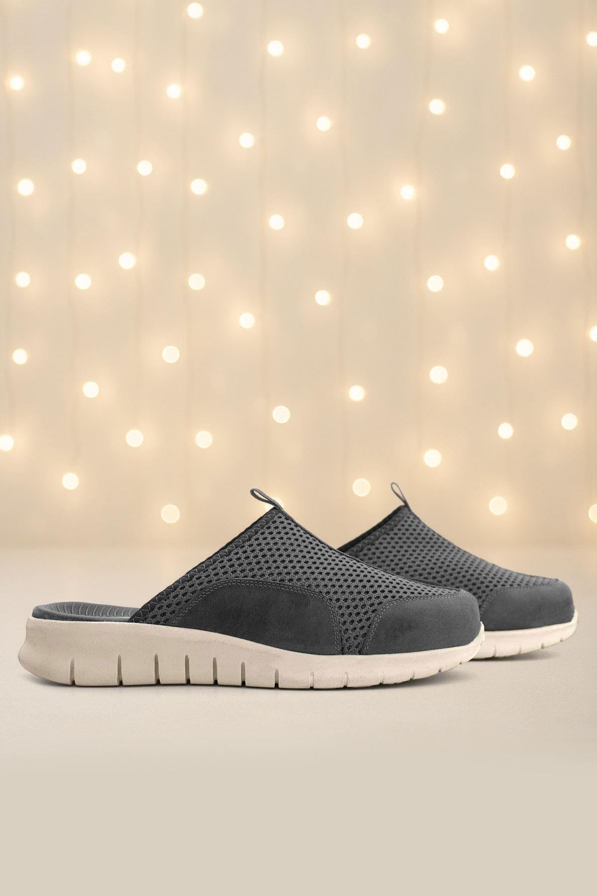 Medikal Koyu Gri Krem Tabanlı Comfort Spor Terlik - Görsel 2