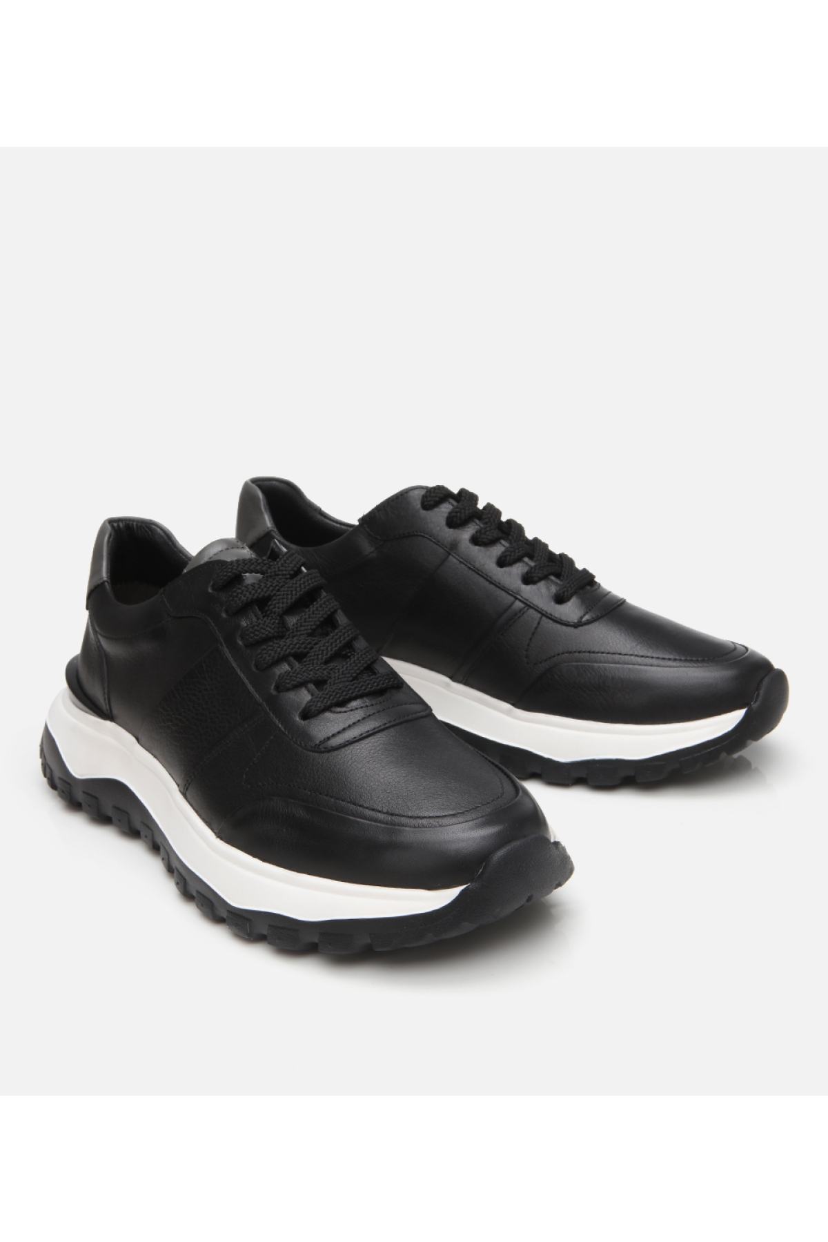 Erkek Deri Siyah Ultra Hafif Tabanlı Spor Ayakkabı - Görsel 3