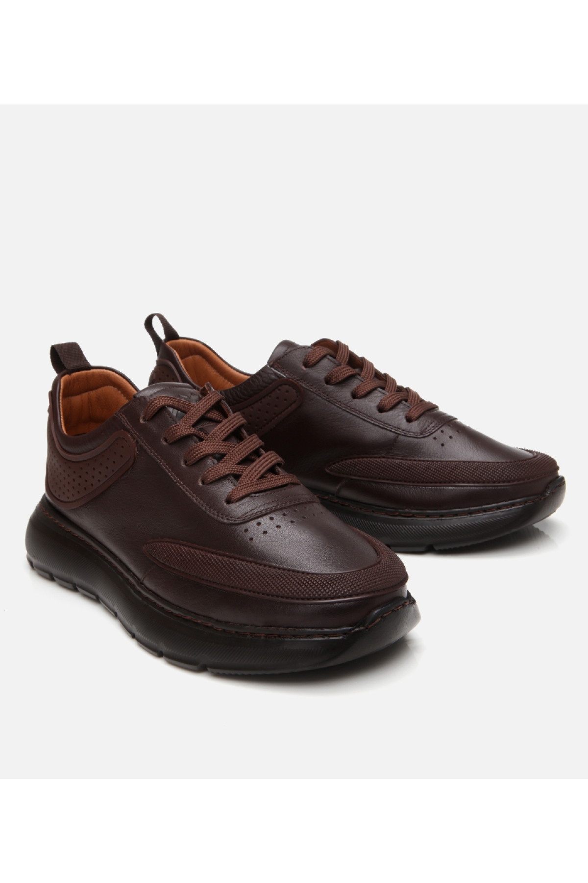 Erkek Deri Kahverengi Ultra Hafif Tabanlı Spor Ayakkabı - Görsel 3