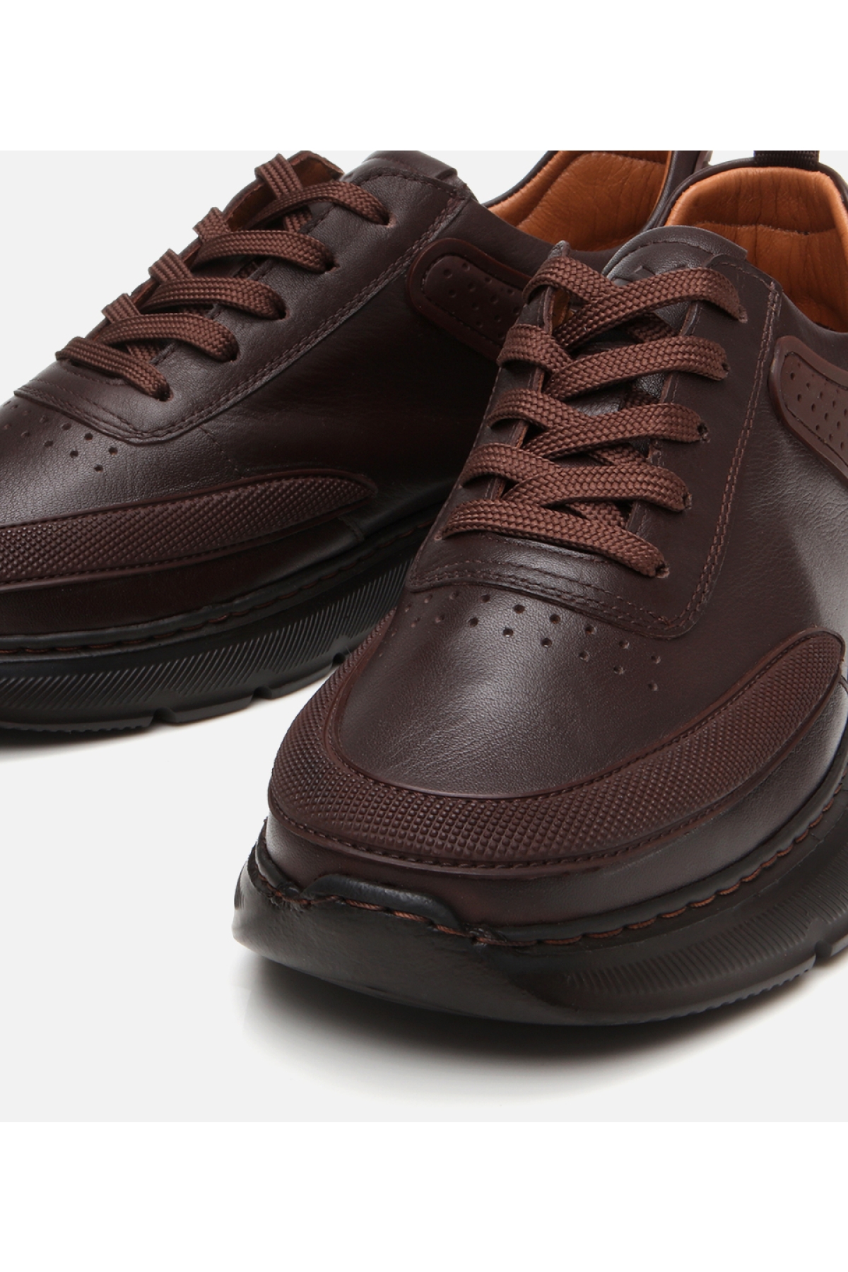 Erkek Deri Kahverengi Ultra Hafif Tabanlı Spor Ayakkabı - Görsel 4