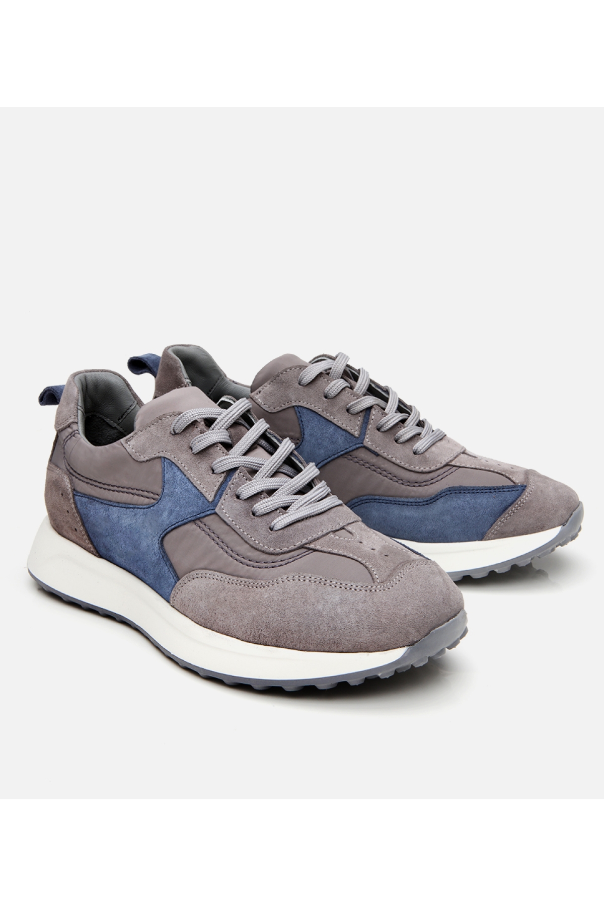 Erkek Süet Deri Gri Ultra Hafif Tabanlı Spor Ayakkabı - Görsel 3