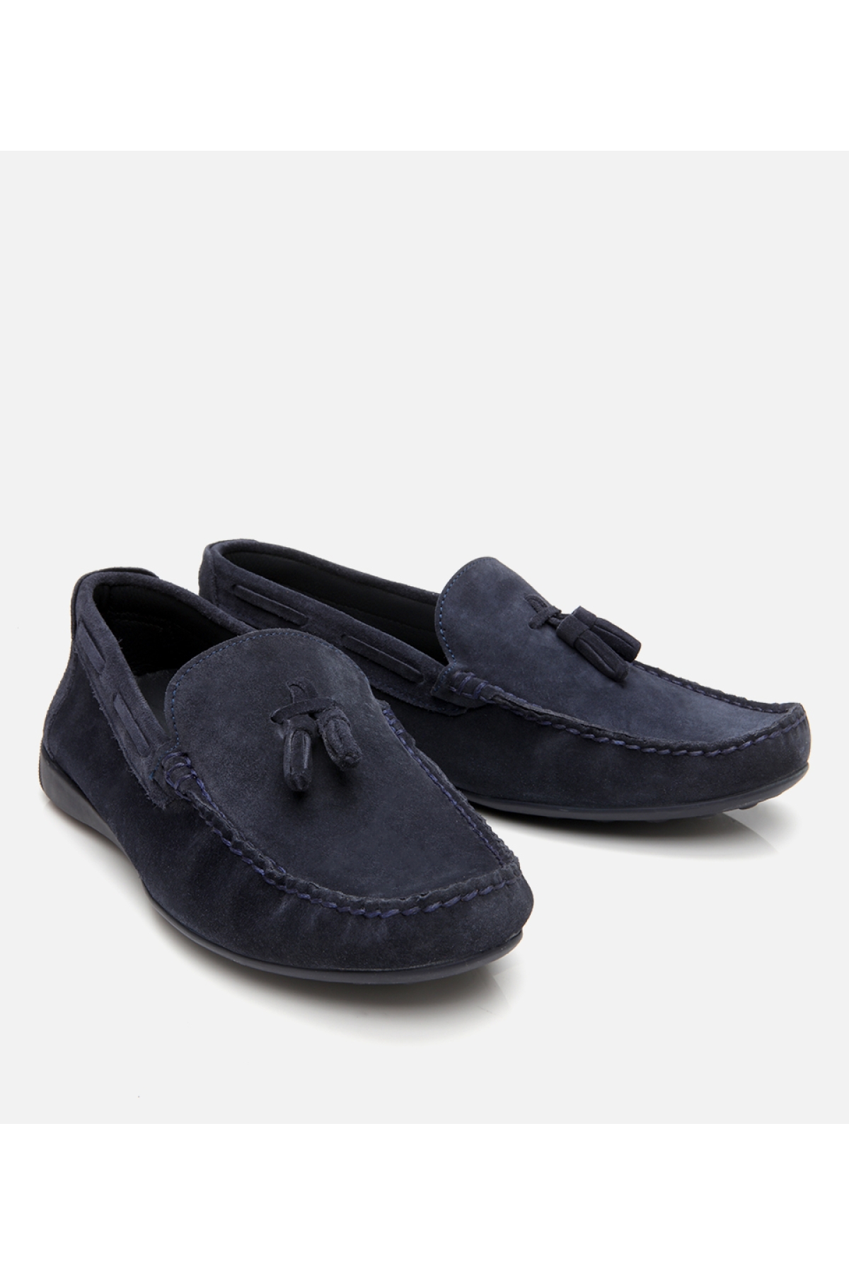 Hotiç Lacivert Hotiç Süet Deri Erkek Püskül Detaylı Günlük Loafer