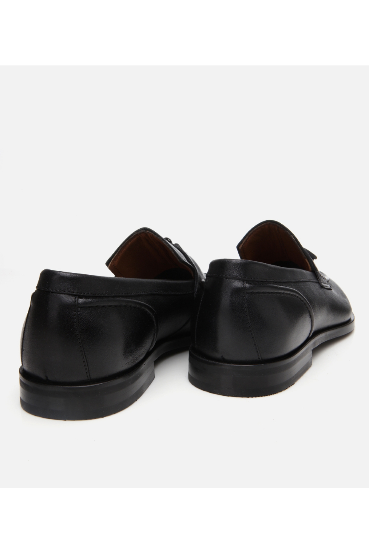 Erkek Deri Siyah Püskül Detaylı Klasik Loafer - Görsel 5