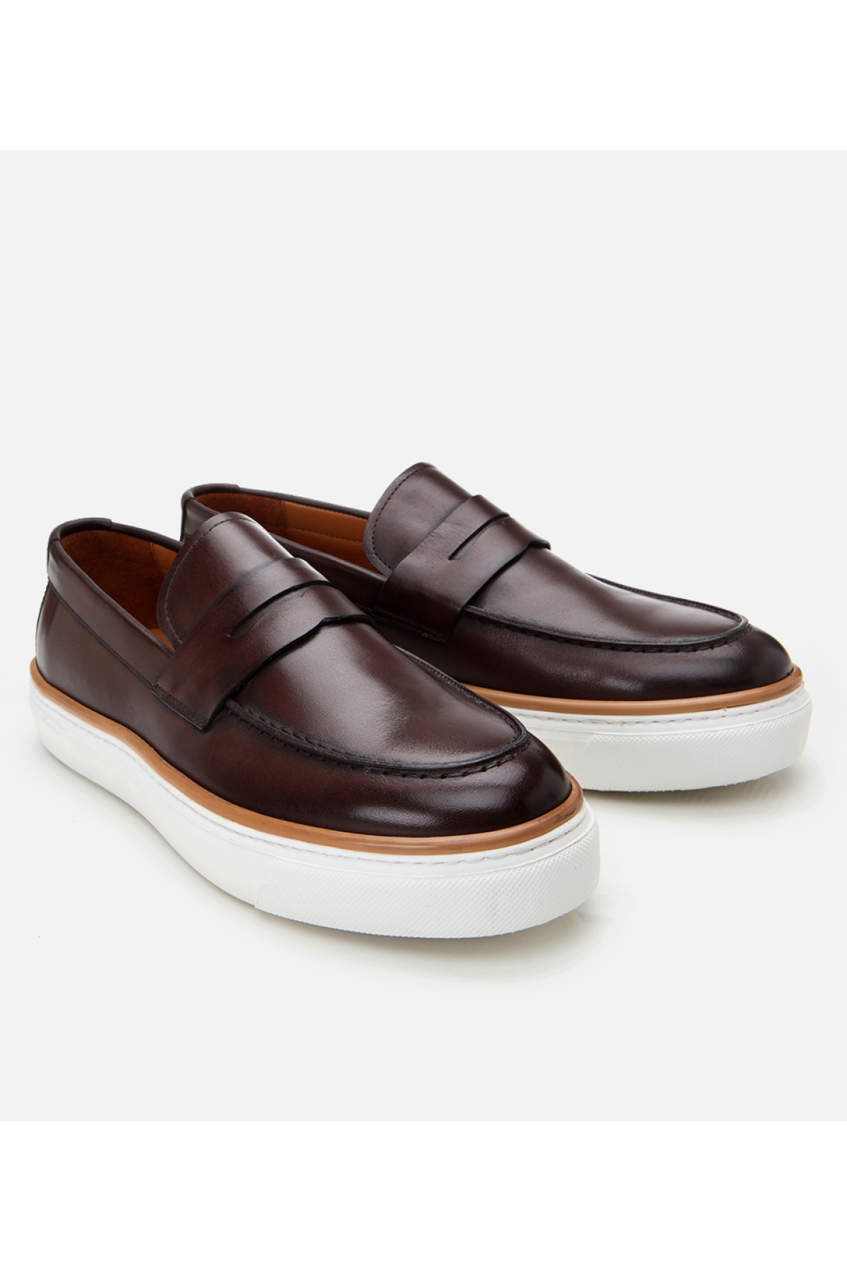 Erkek Deri Kahverengi Ultra Hafif Tabanlı Şık Günlük Loafer - Görsel 3