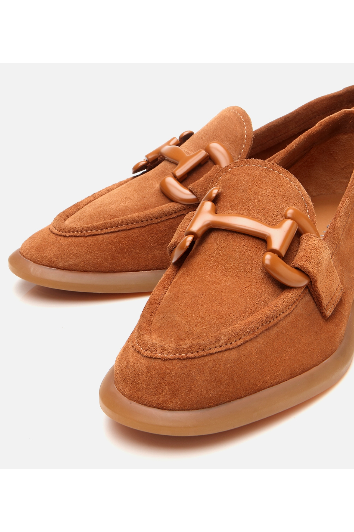 Kadın Süet Deri Taba Esnek Tabanlı Günlük Loafer - Görsel 4
