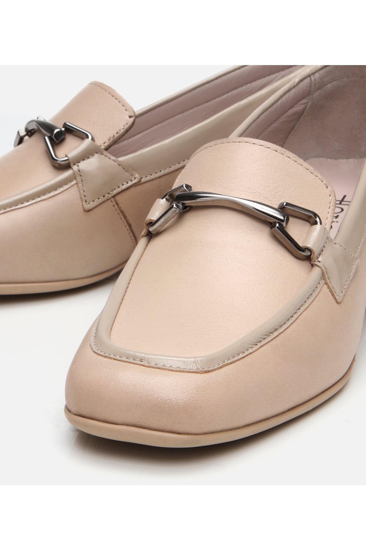 Kadın Deri Bej Tokalı Loafer - Görsel 4