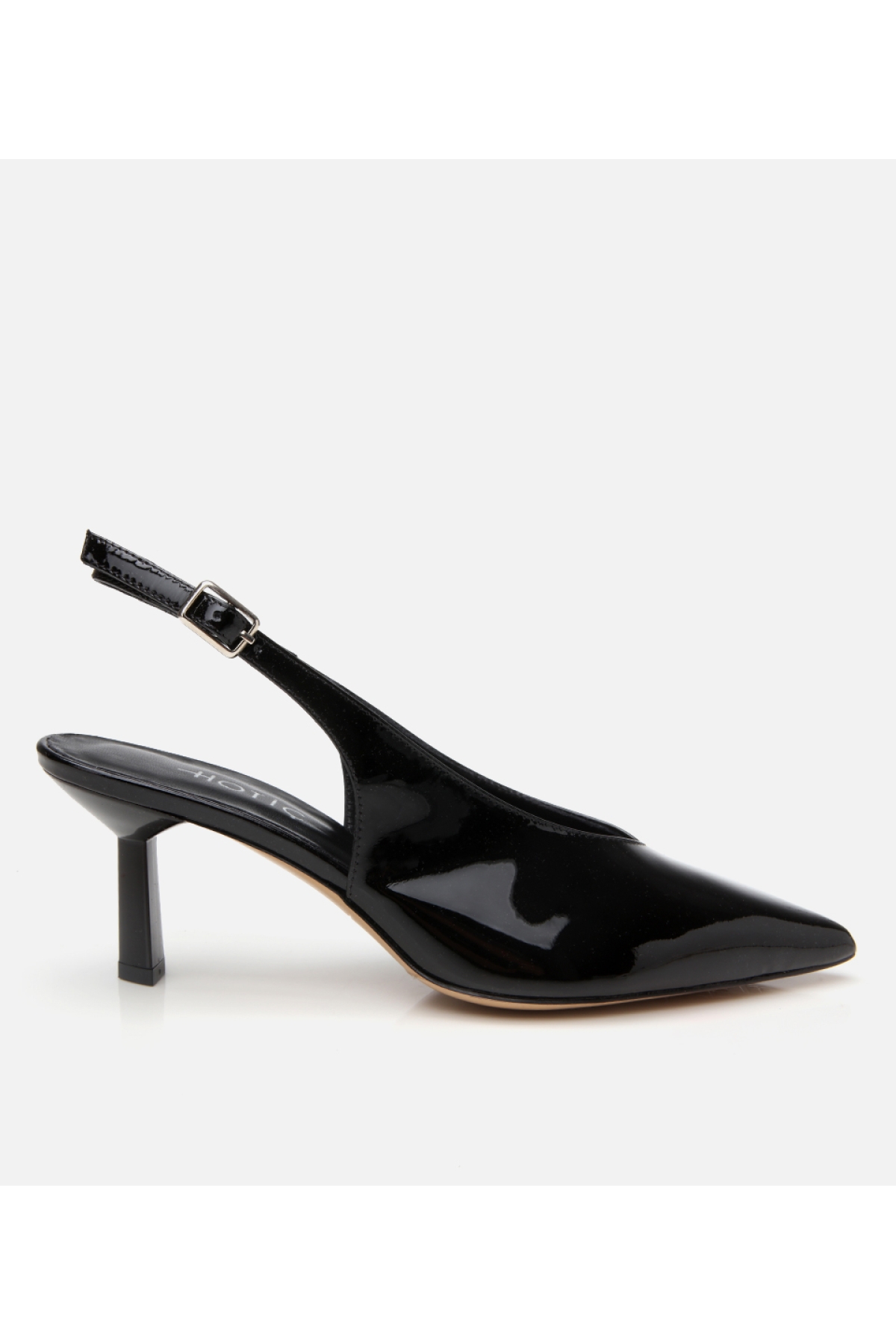 Hotiç Siyah Hotiç Hotiç Rugan Kadın Deri Arkası Açık Topuklu Ayakkabı