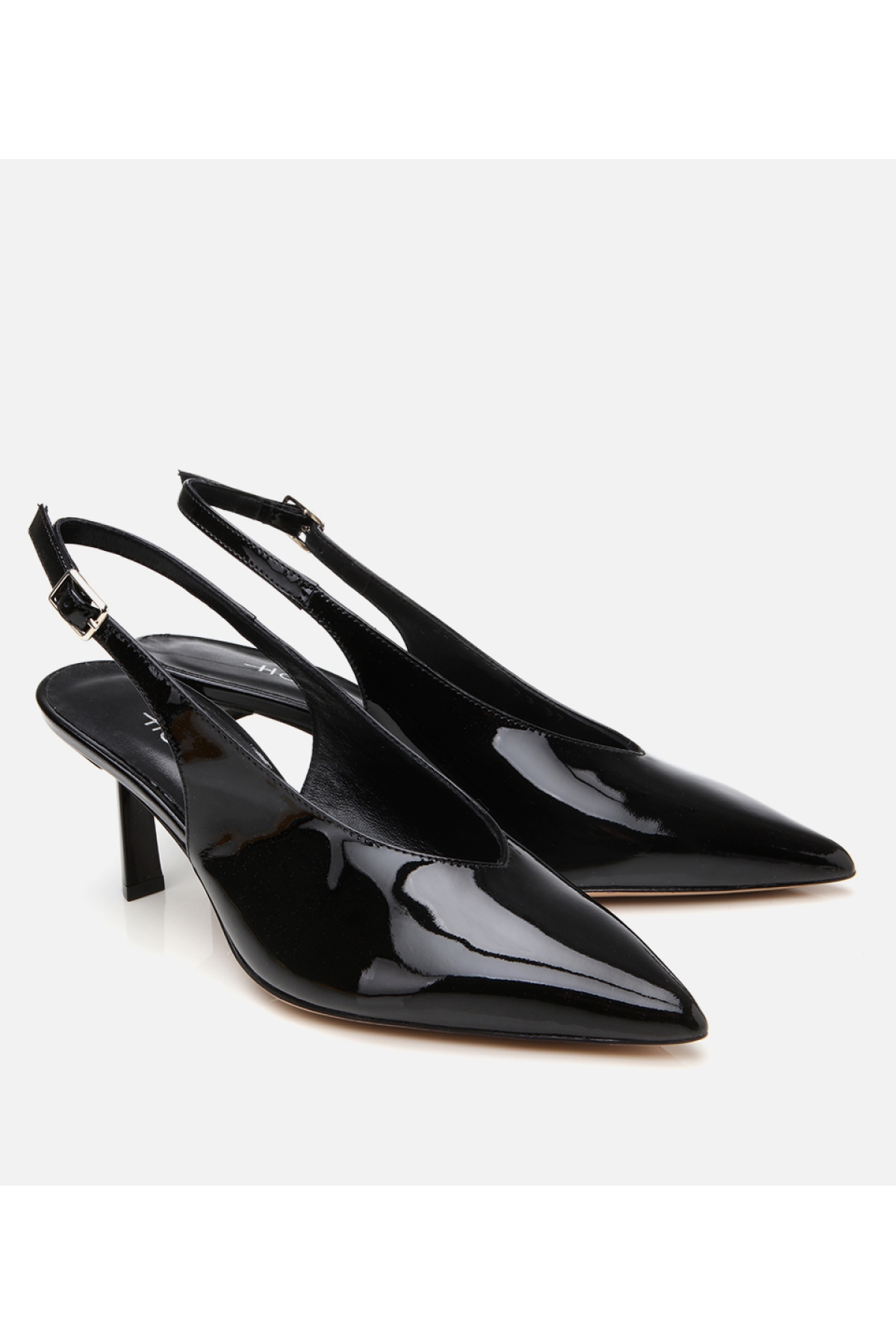 Hotiç Siyah Hotiç Hotiç Rugan Kadın Deri Arkası Açık Topuklu Ayakkabı