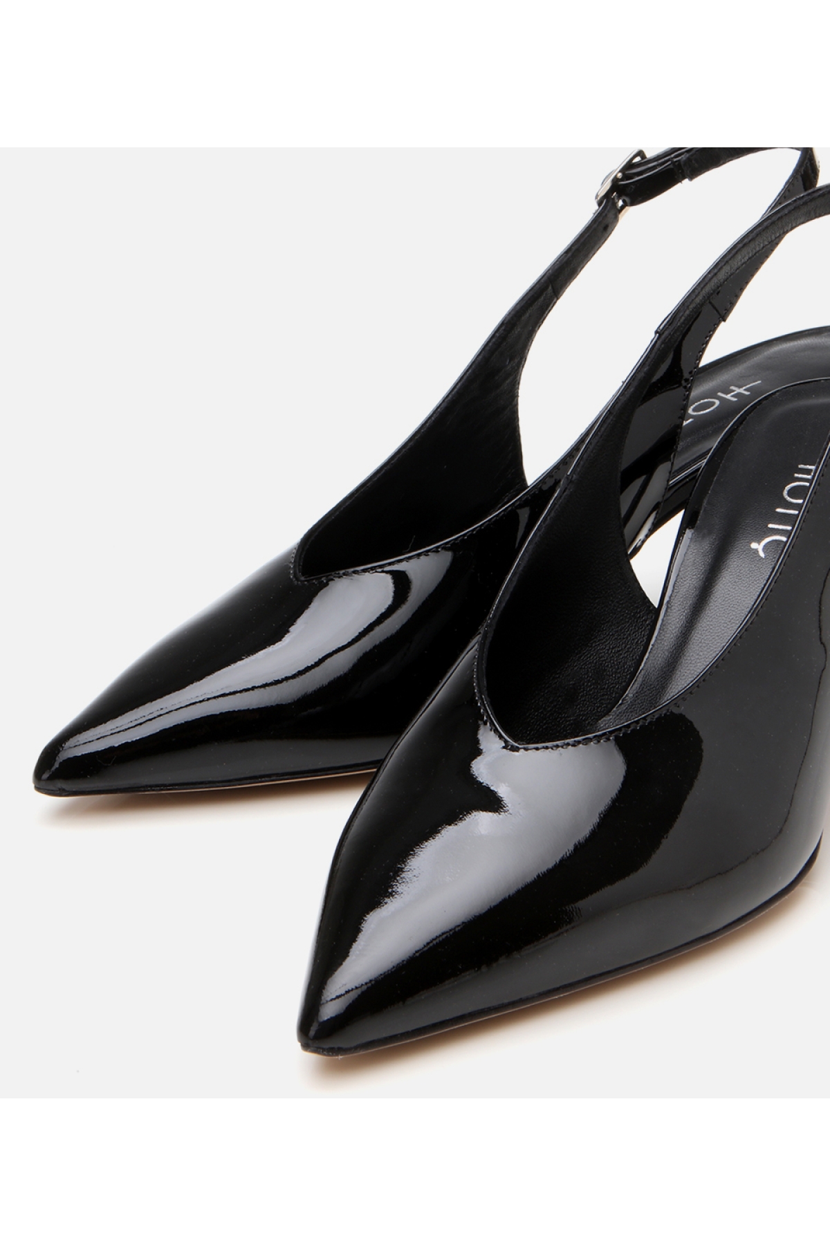 Hotiç Siyah Hotiç Hotiç Rugan Kadın Deri Arkası Açık Topuklu Ayakkabı