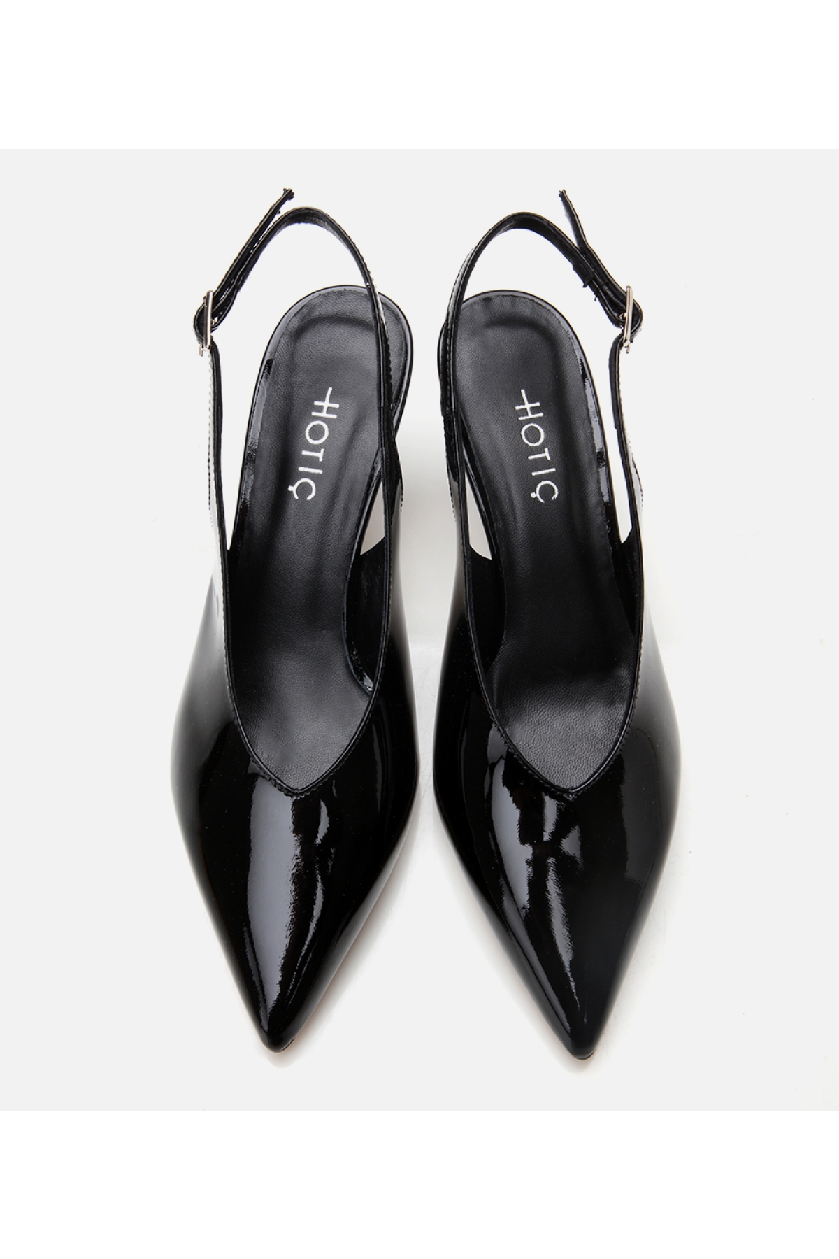 Hotiç Siyah Hotiç Hotiç Rugan Kadın Deri Arkası Açık Topuklu Ayakkabı