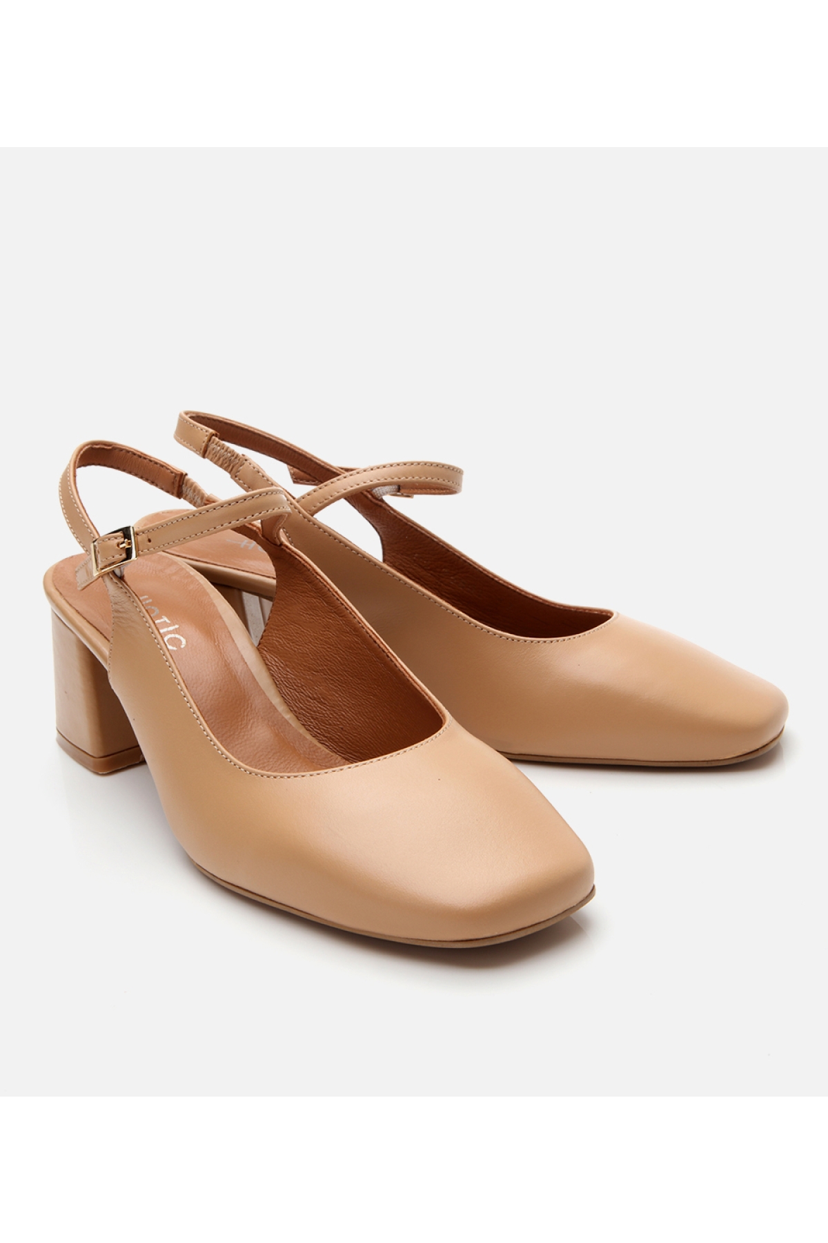 Hotiç Bej Hotiç Hotiç Deri Kadın Arkası Açık Topuklu Ayakkabı