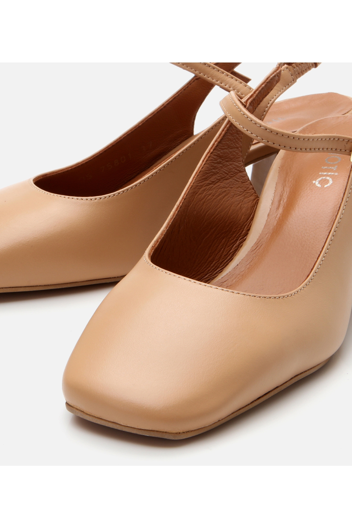 Hotiç Bej Hotiç Hotiç Deri Kadın Arkası Açık Topuklu Ayakkabı
