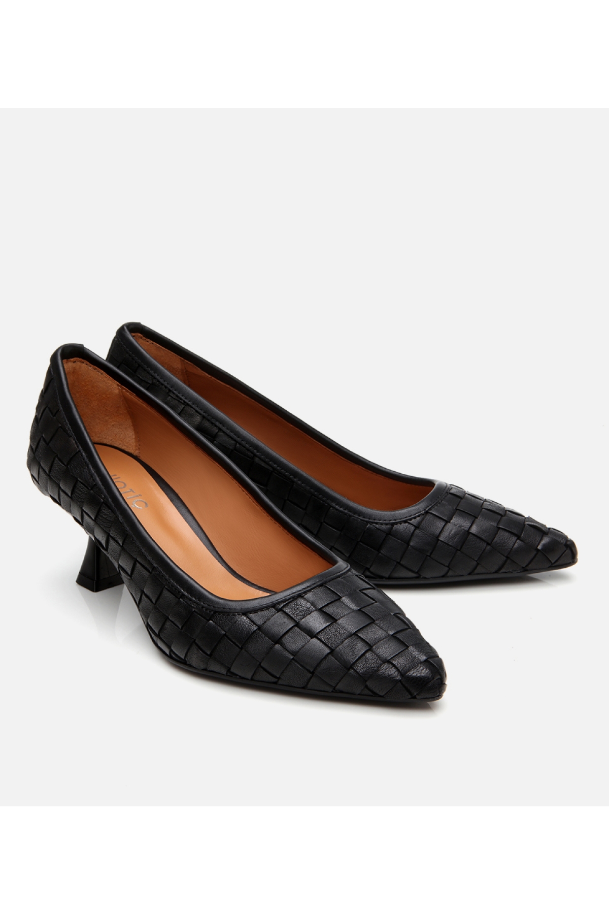 Kadın Deri Siyah Örgü Detaylı Stiletto - Görsel 3