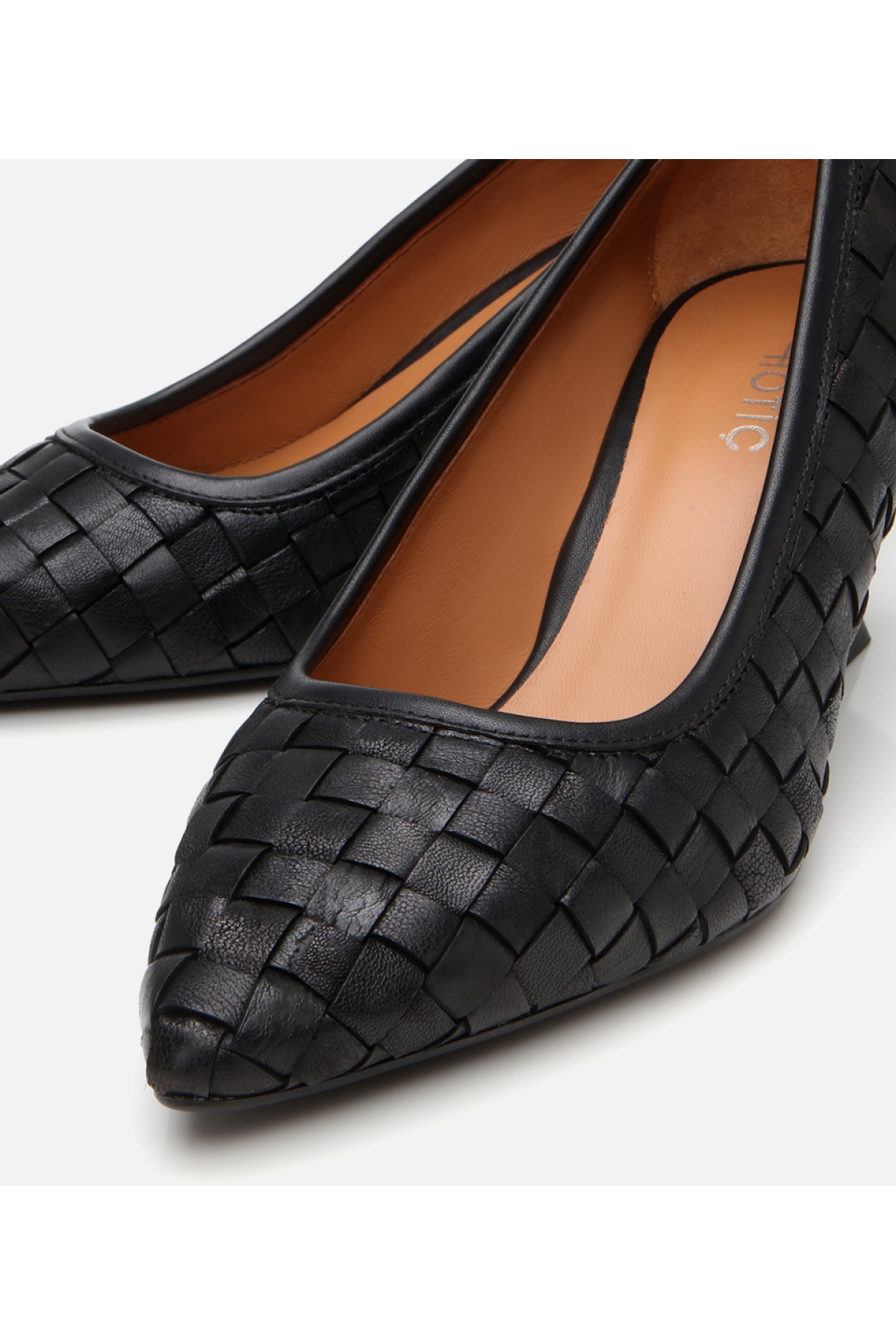 Kadın Deri Siyah Örgü Detaylı Stiletto - Görsel 4