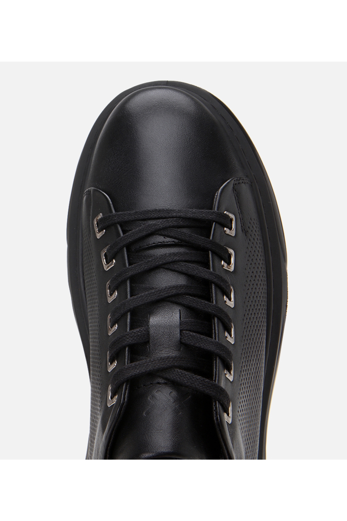 Erkek Deri Siyah Hafif Tabanlı Spor Ayakkabı - Görsel 5
