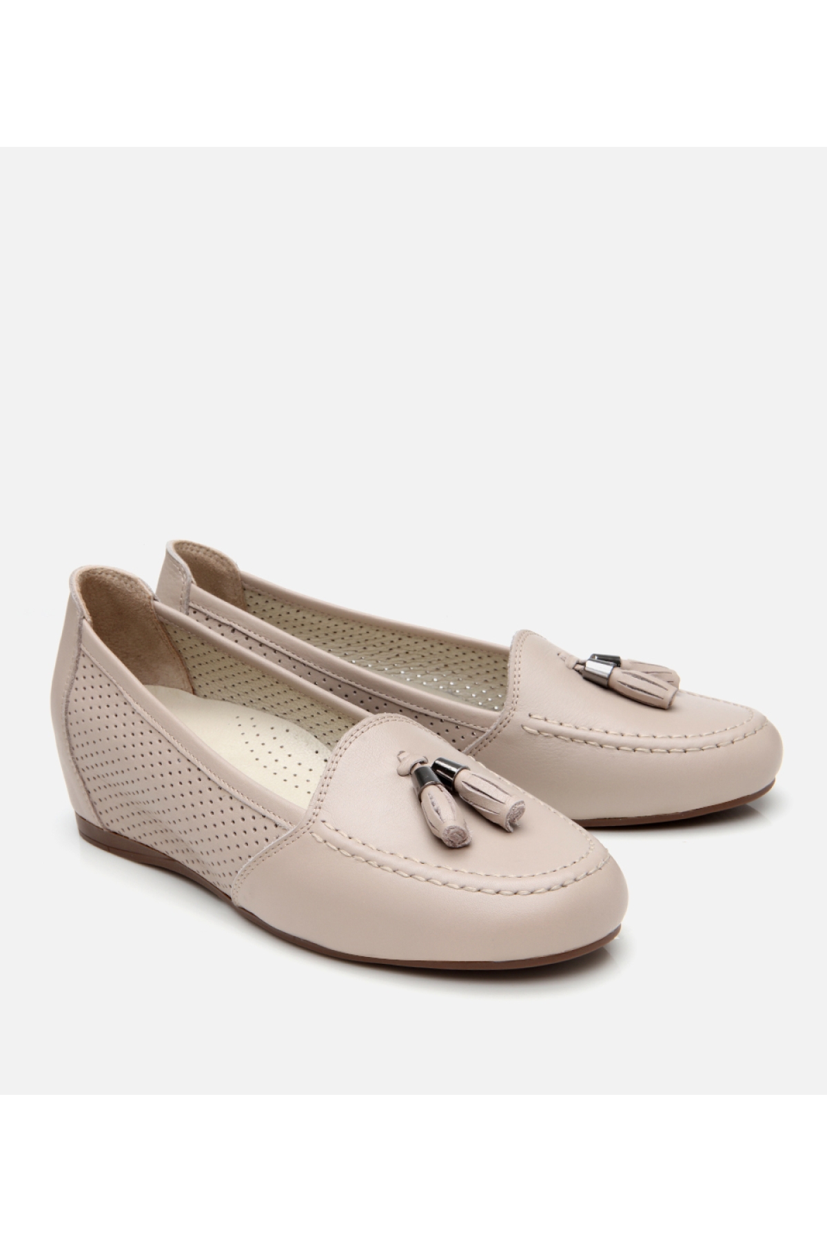 Hotiç Hotiç Kadın Deri Vizon Püsküllü Dolgu Topuklu Ayakkabı Flo'da! Vizon - 3. görsel