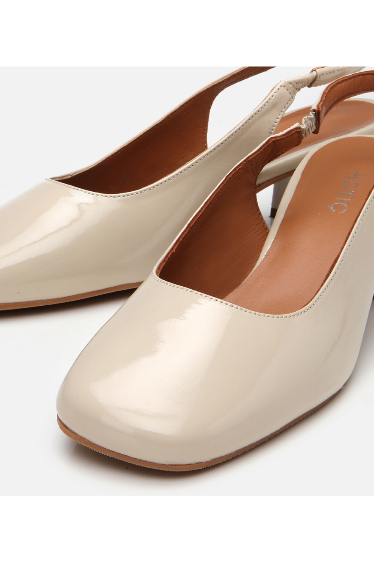 Hotiç Hotiç Kadın Deri Bej Arkası Açık Kalın Topuklu Ayakkabı Flo'da! Bej - 4. görsel