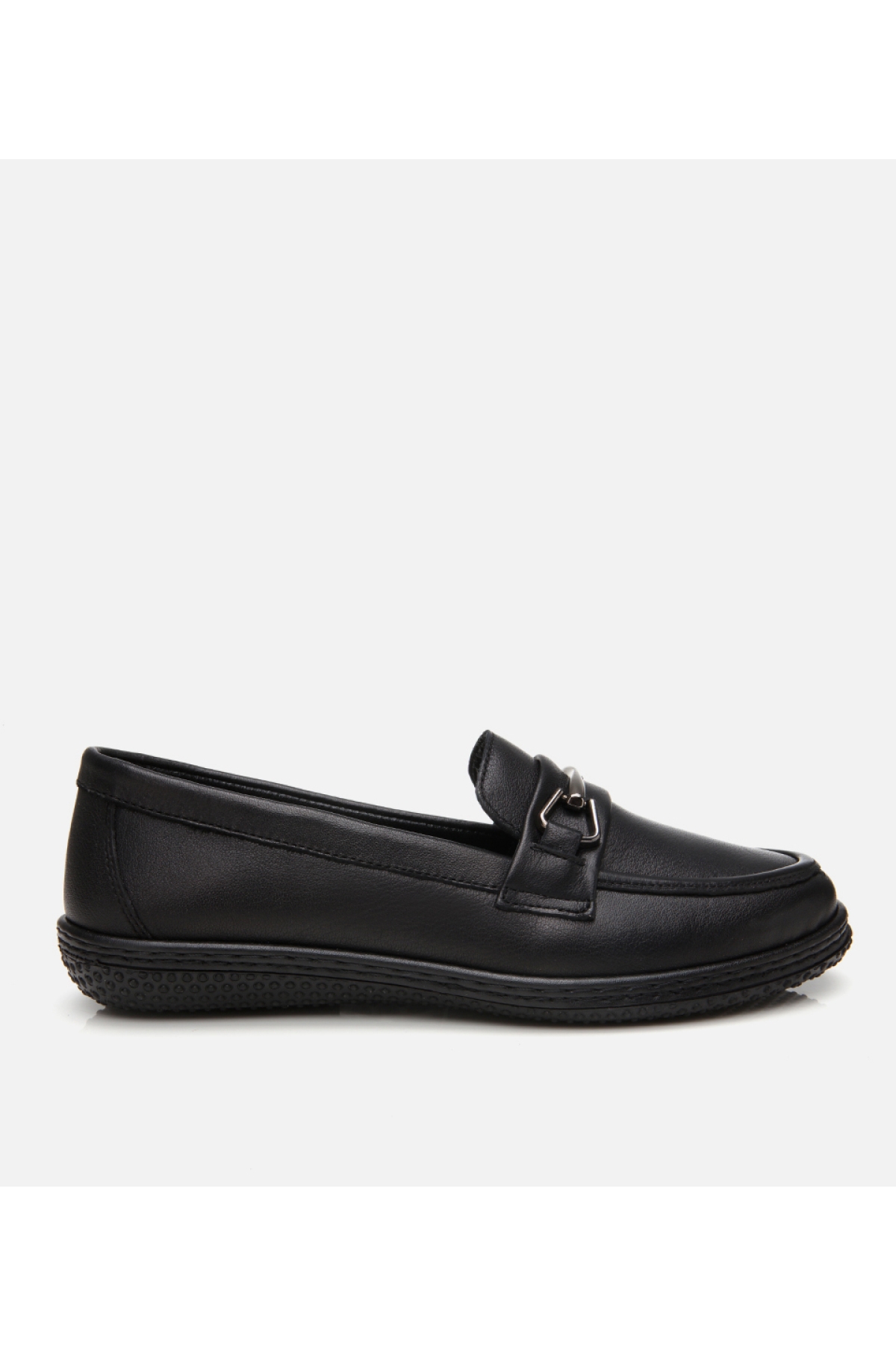 Kadın Deri Siyah Tokalı Günlük Loafer - Görsel 2