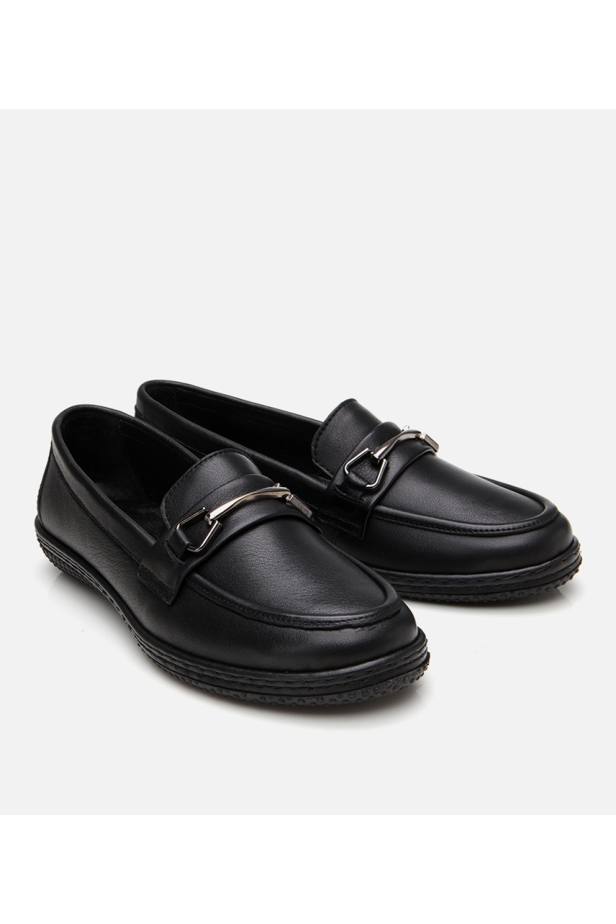 Kadın Deri Siyah Tokalı Günlük Loafer - Görsel 3