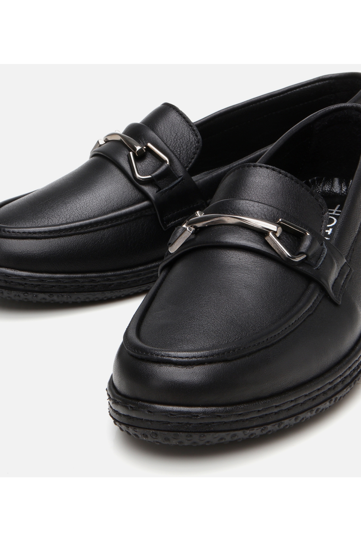 Kadın Deri Siyah Tokalı Günlük Loafer - Görsel 4