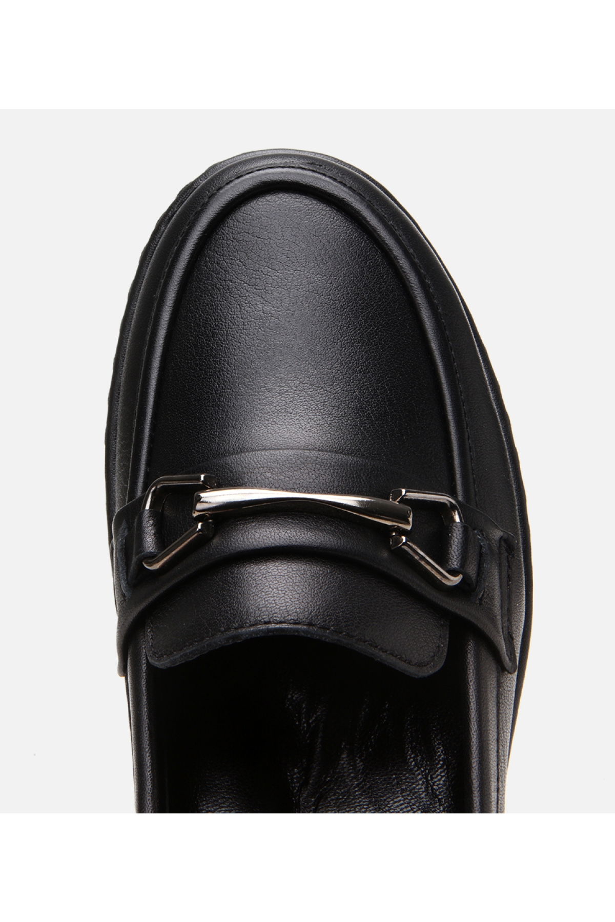 Kadın Deri Siyah Tokalı Günlük Loafer - Görsel 5