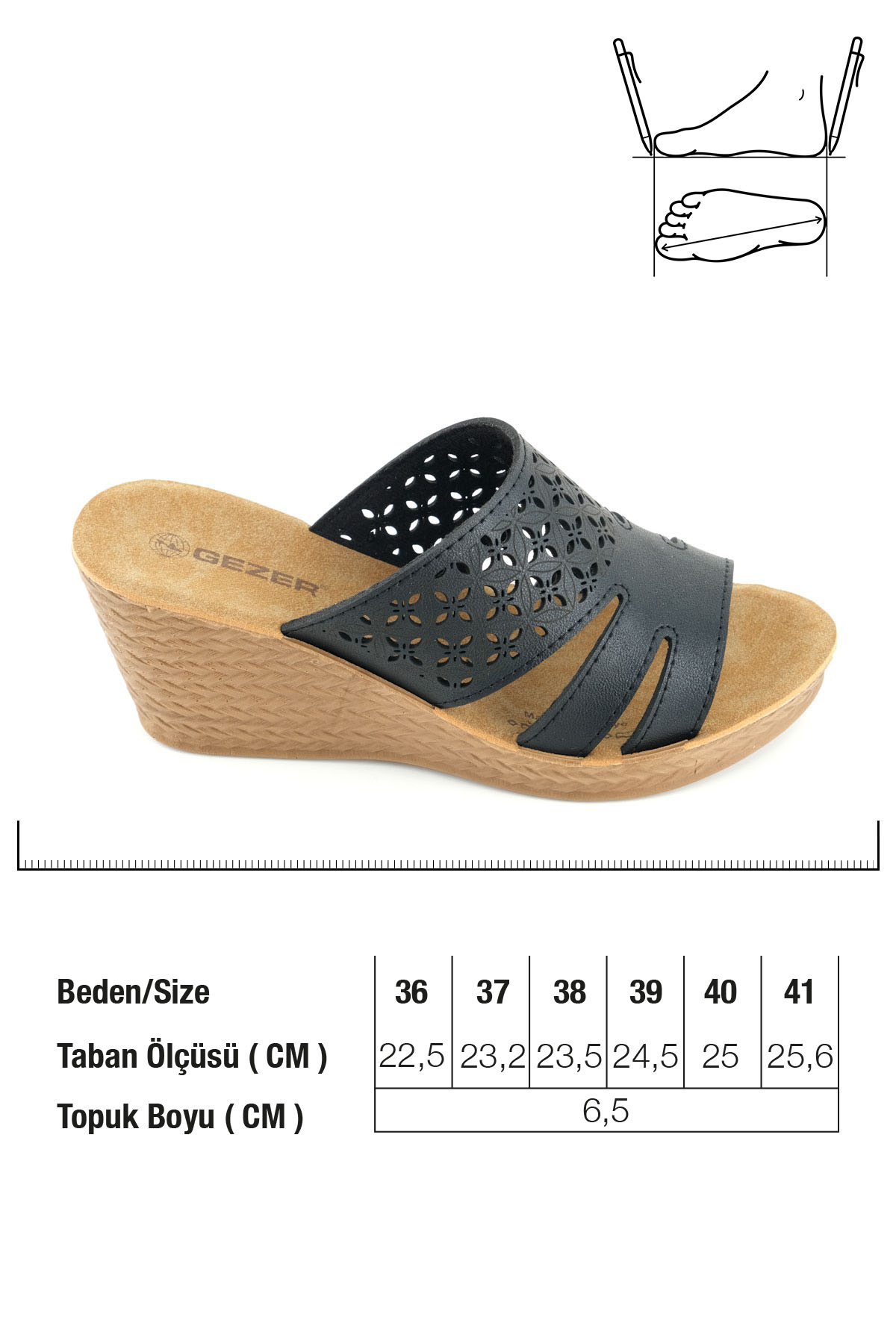 Kadın Yazlık Suni Deri Rahat Taban Lazer Kesim Tasarım Yüksek Topuk Günlük Terlik - Görsel 3