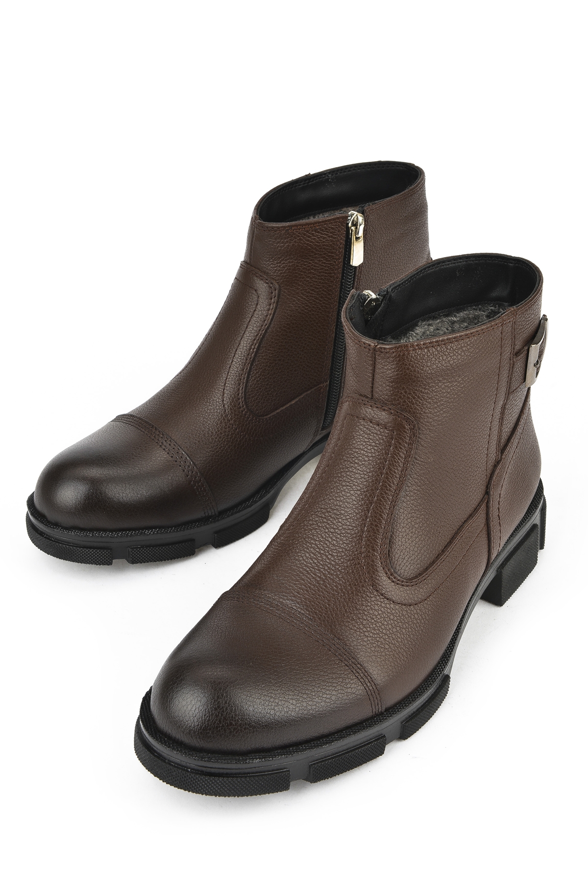 Erkek Hakiki Deri Kürklü Bot 153999Z0441 Kahve - Görsel 6