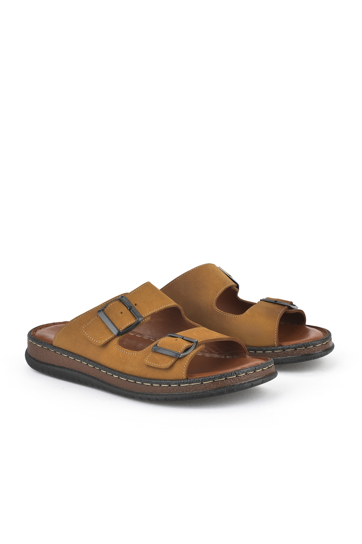 Erkek Hakiki Deri Terlik 1511045ZS1 Taba - Görsel 3