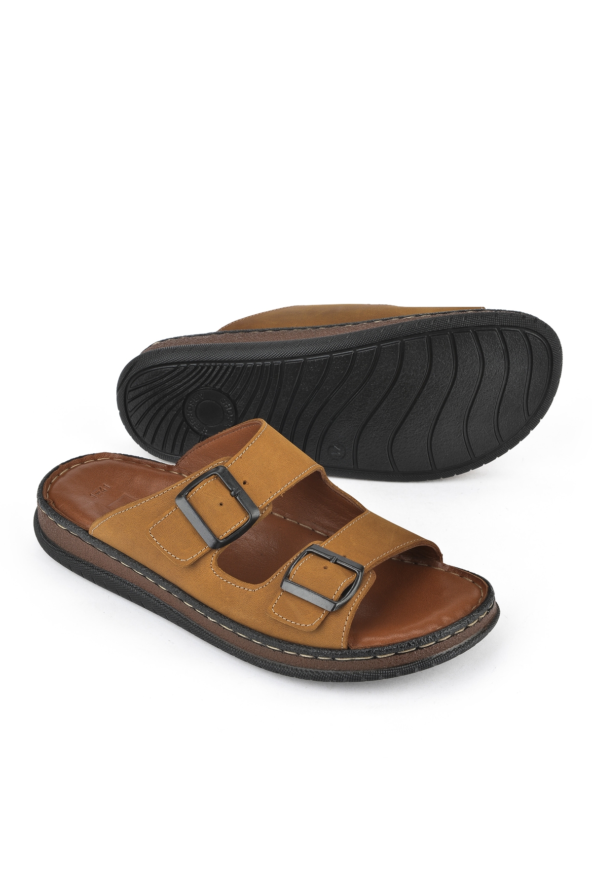 Erkek Hakiki Deri Terlik 1511045ZS1 Taba - Görsel 5