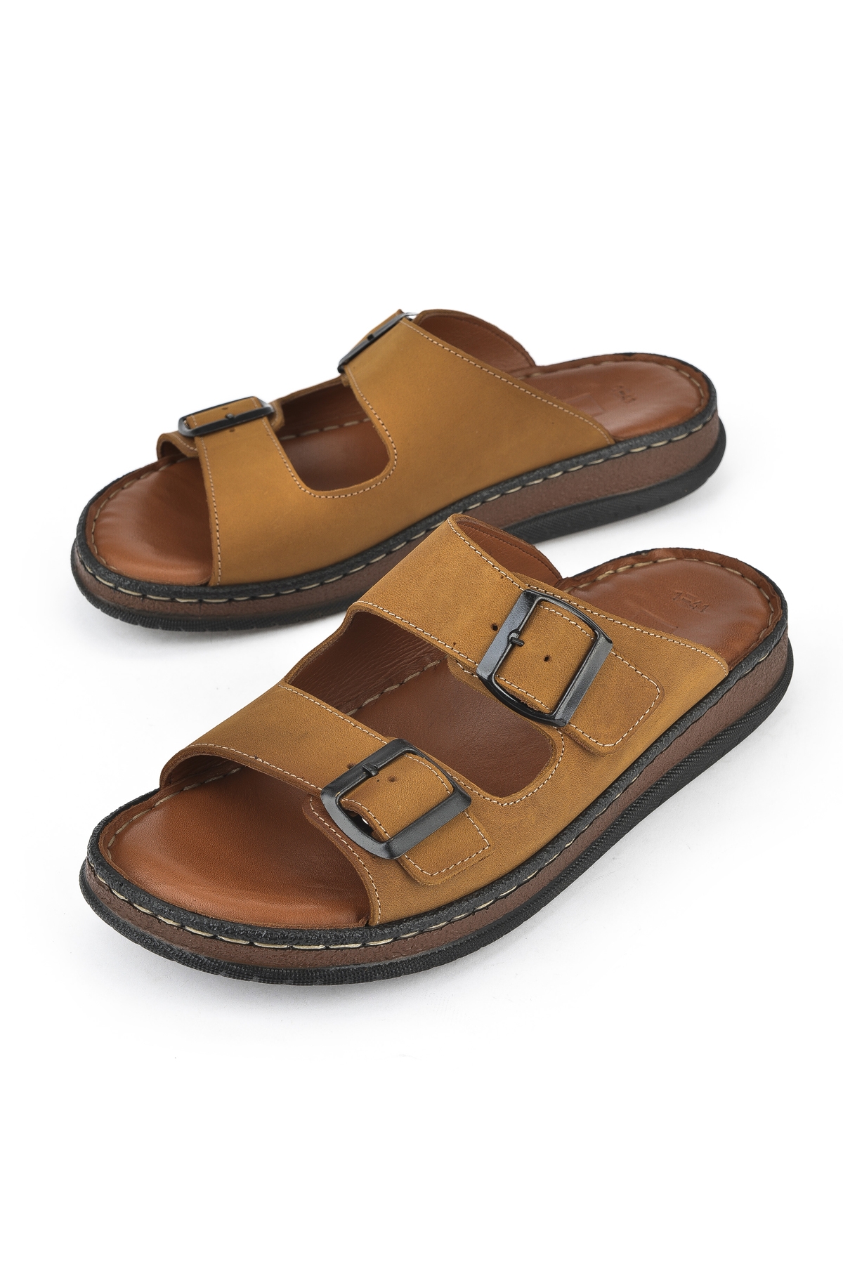 Erkek Hakiki Deri Terlik 1511045ZS1 Taba - Görsel 6