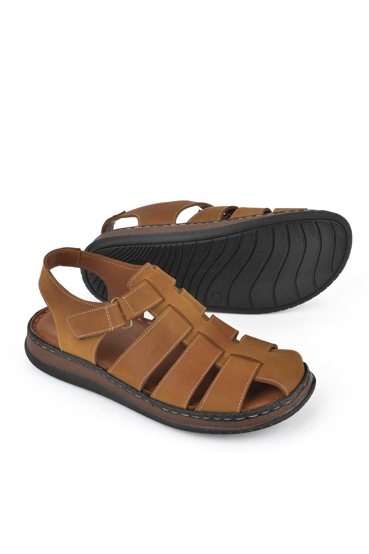 Erkek Hakiki Deri Sandalet 1511045ZS32 Taba - Görsel 5