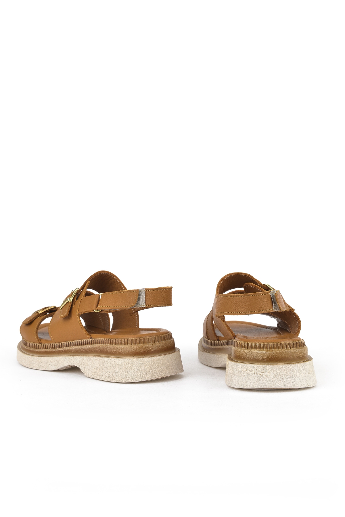 Kadın Hakiki Deri Dolgu Topuk Sandalet 1511020Z6122 Taba - Görsel 4