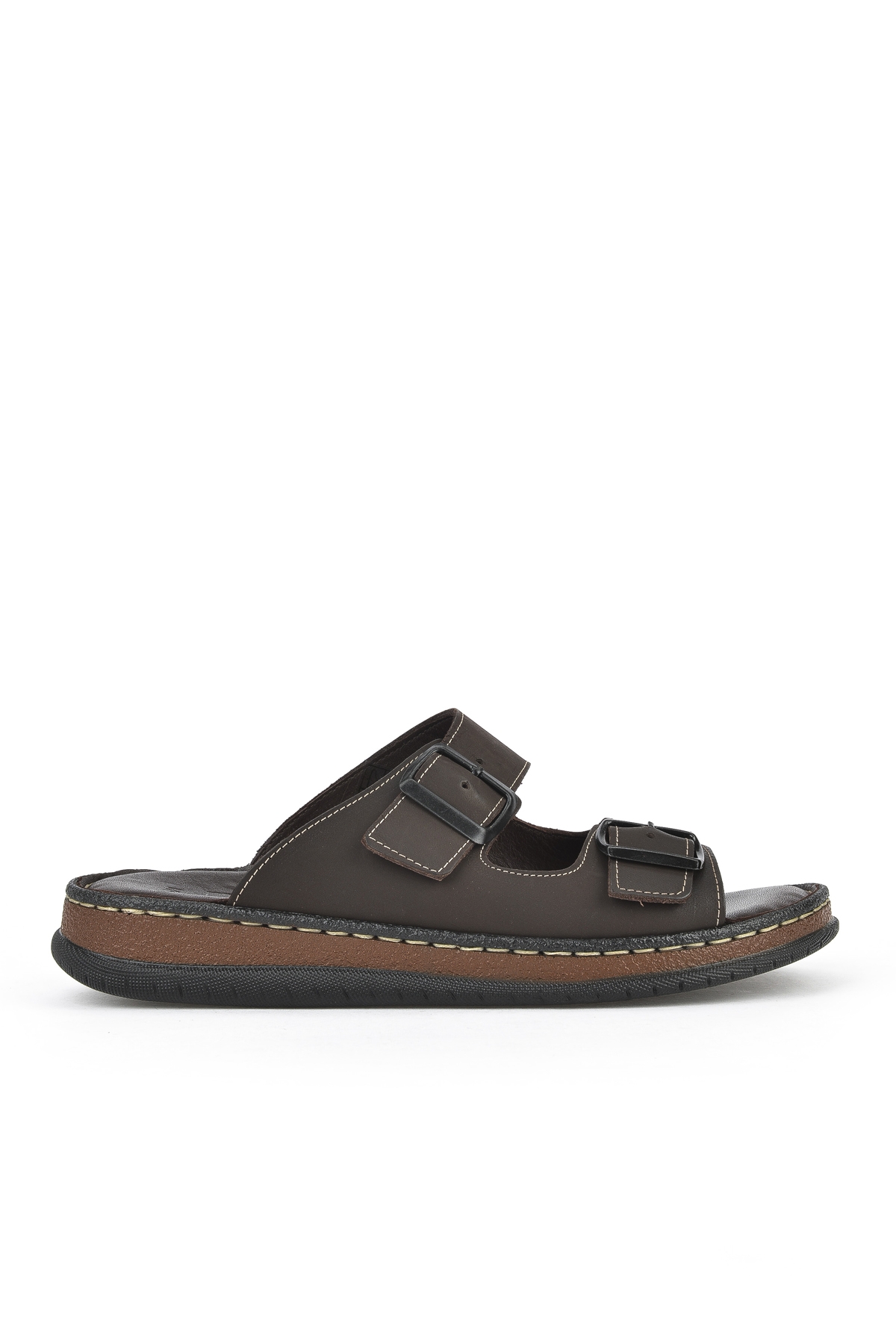 Erkek Hakiki Deri Terlik 1511045ZS1 Kahve - Görsel 2