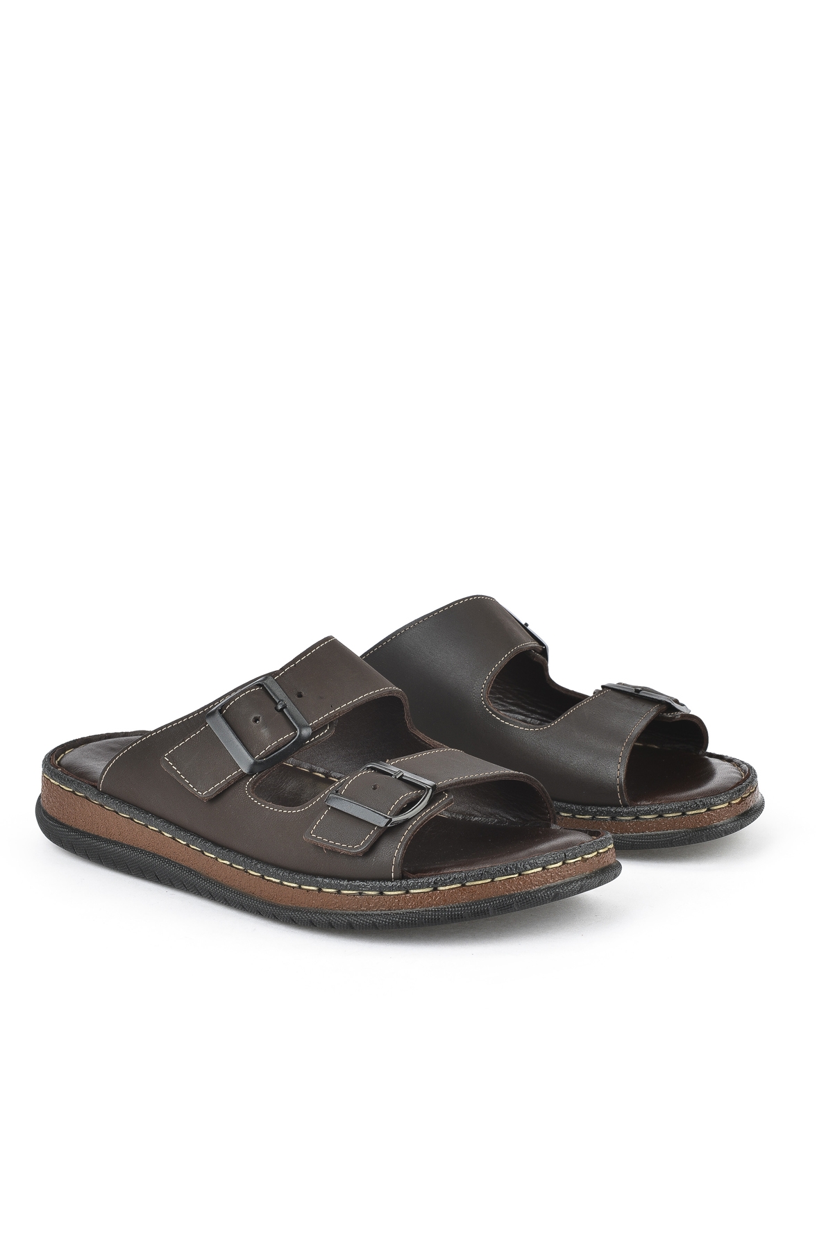 Erkek Hakiki Deri Terlik 1511045ZS1 Kahve - Görsel 3