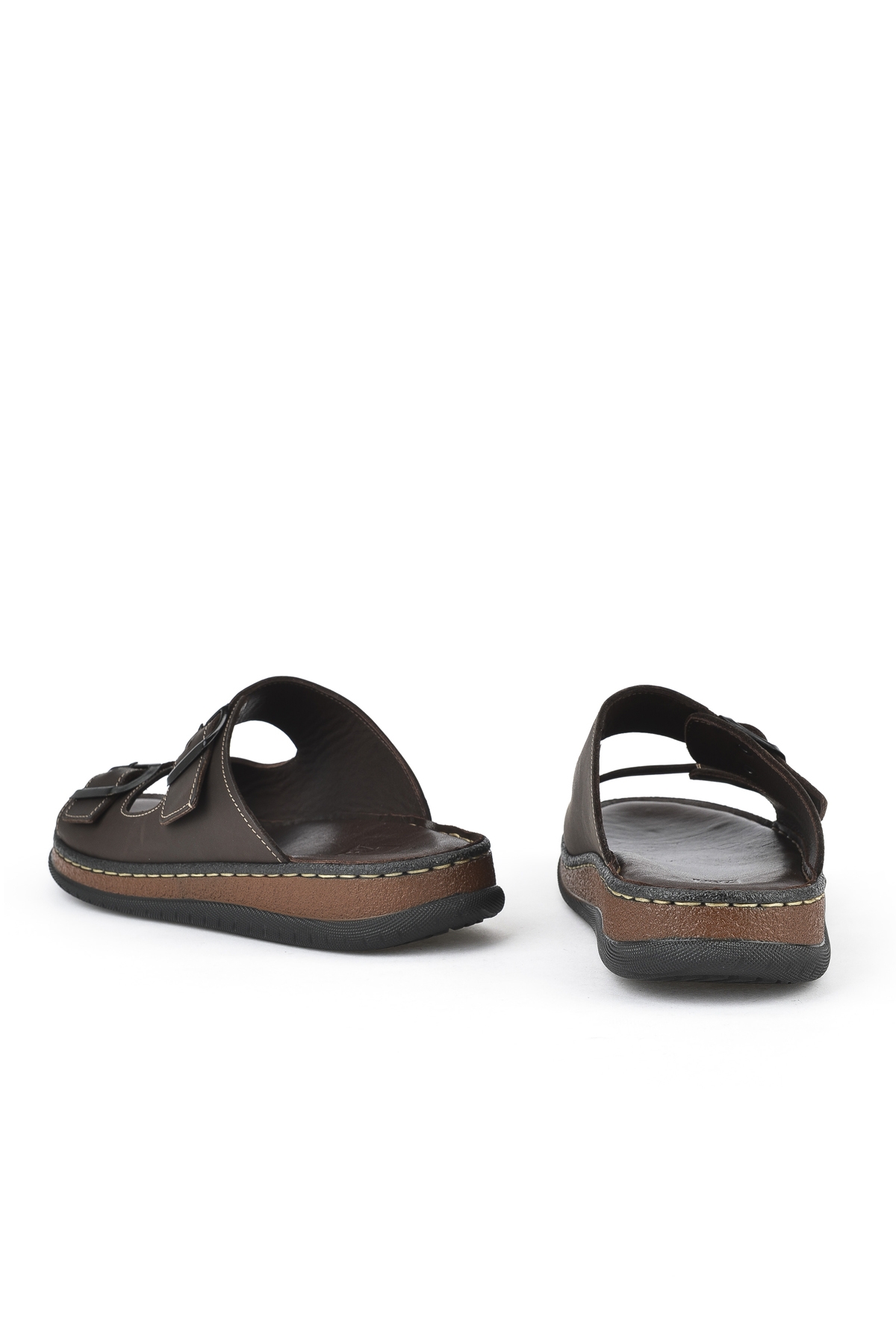 Erkek Hakiki Deri Terlik 1511045ZS1 Kahve - Görsel 4