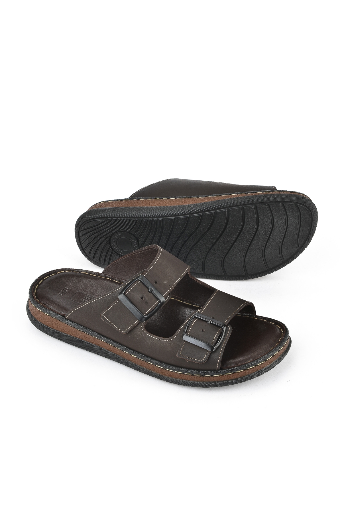 Erkek Hakiki Deri Terlik 1511045ZS1 Kahve - Görsel 5