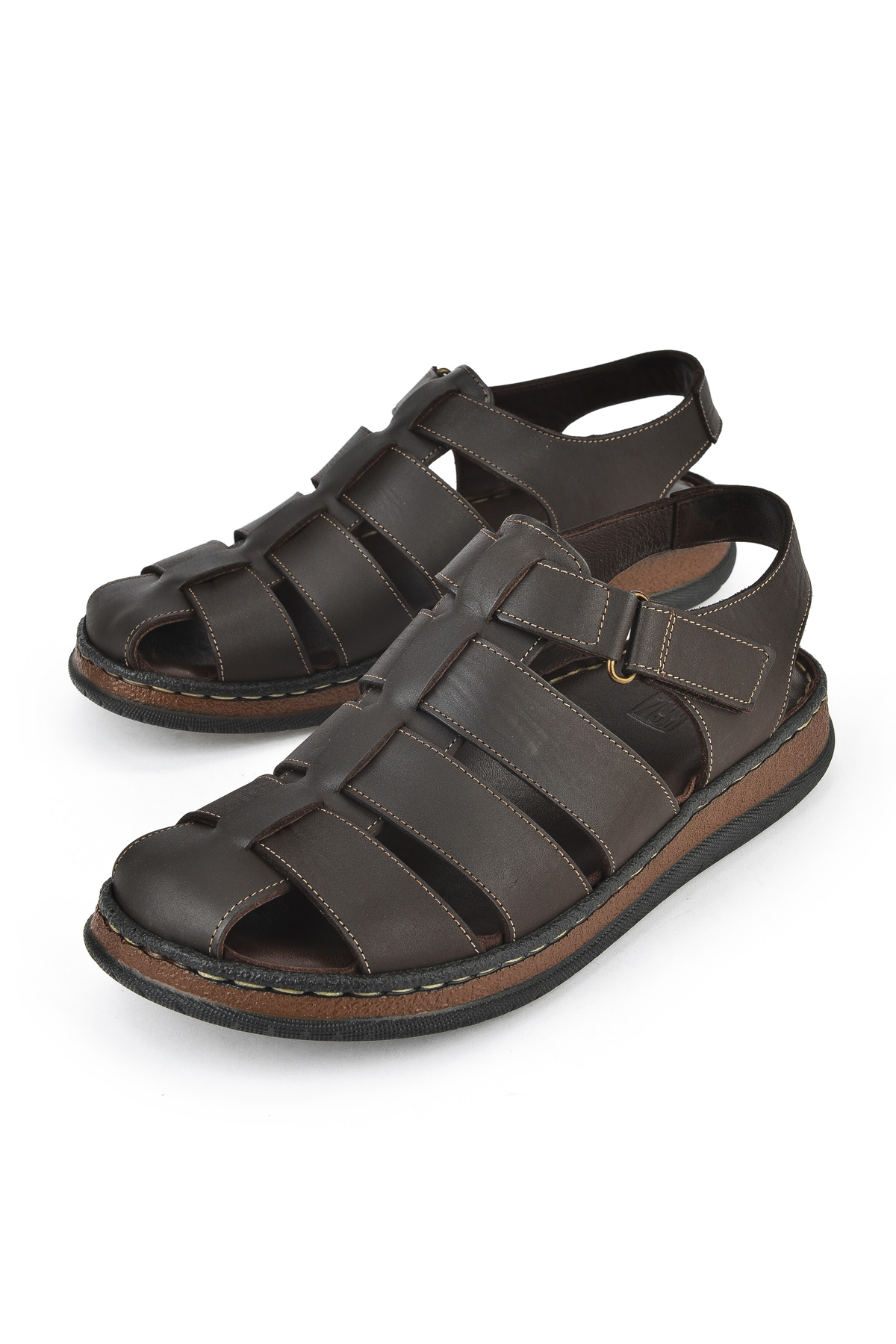 Erkek Hakiki Deri Sandalet 1511045ZS32 Kahve - Görsel 6