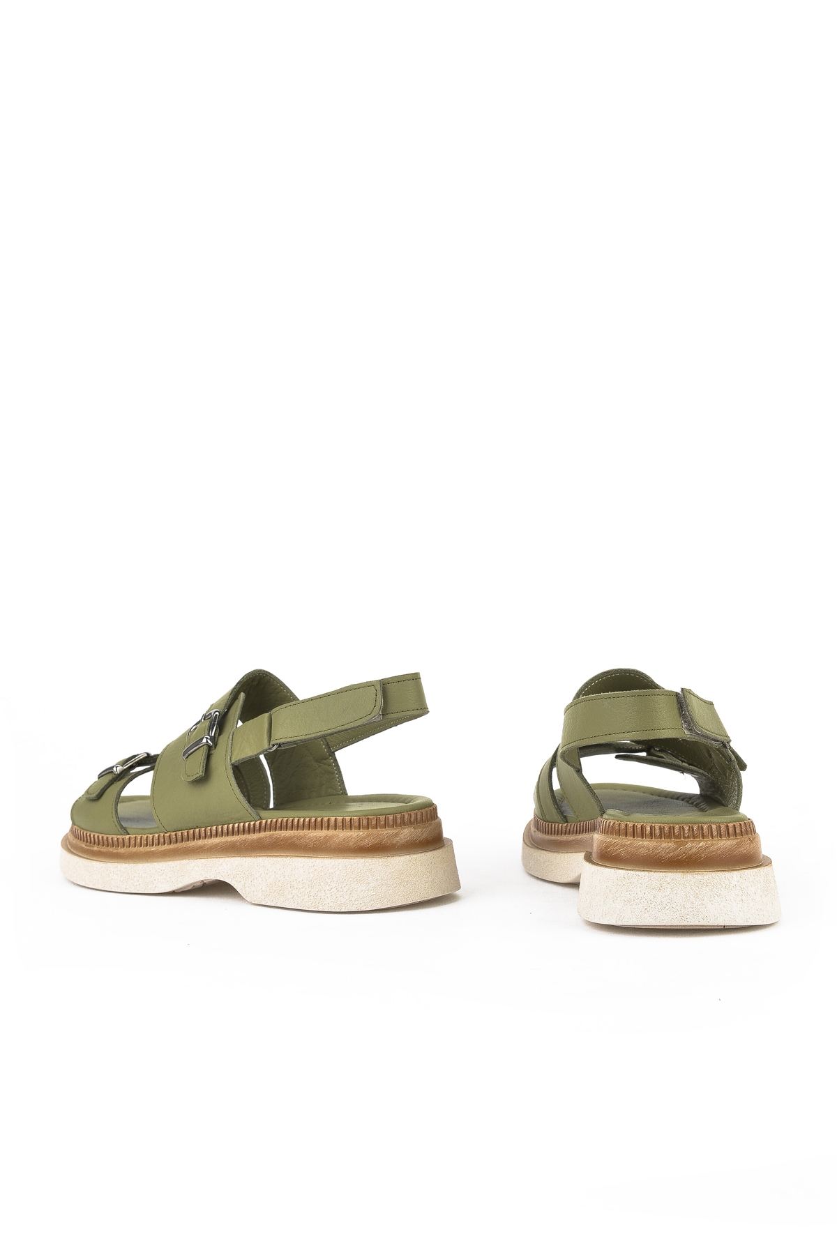 Kadın Hakiki Deri Dolgu Topuk Sandalet 1511020Z6122 Yeşil - Görsel 4