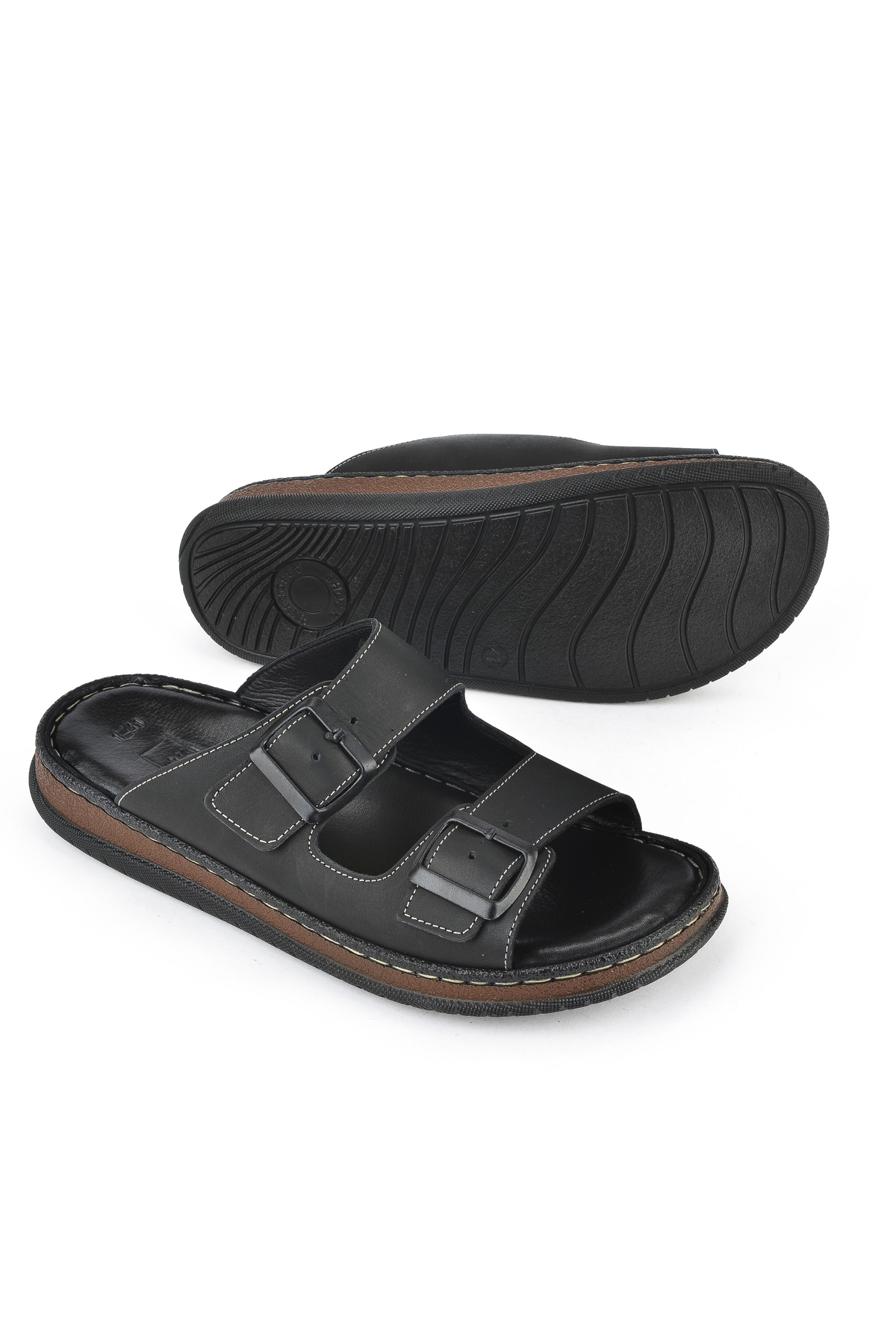 Erkek Hakiki Deri Terlik 1511045ZS1 Siyah - Görsel 5