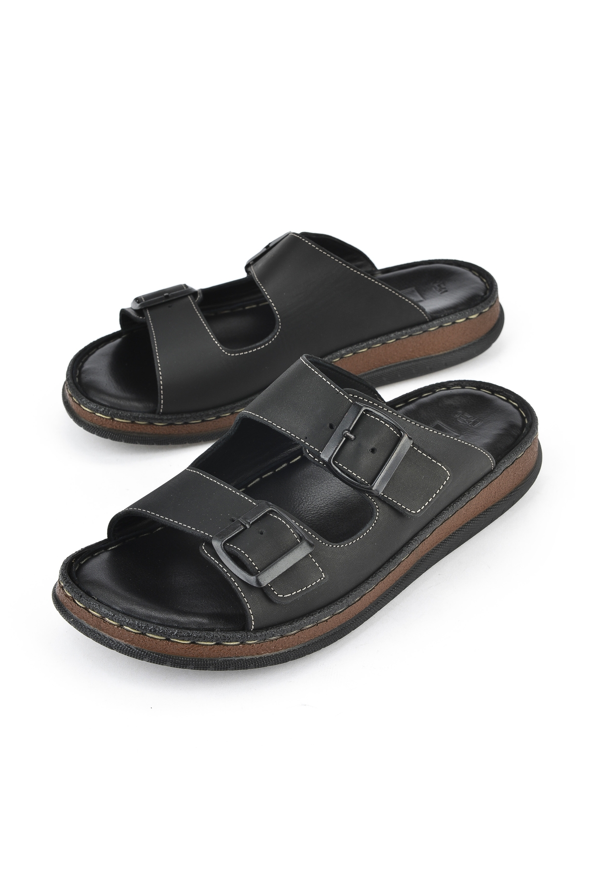 Erkek Hakiki Deri Terlik 1511045ZS1 Siyah - Görsel 6