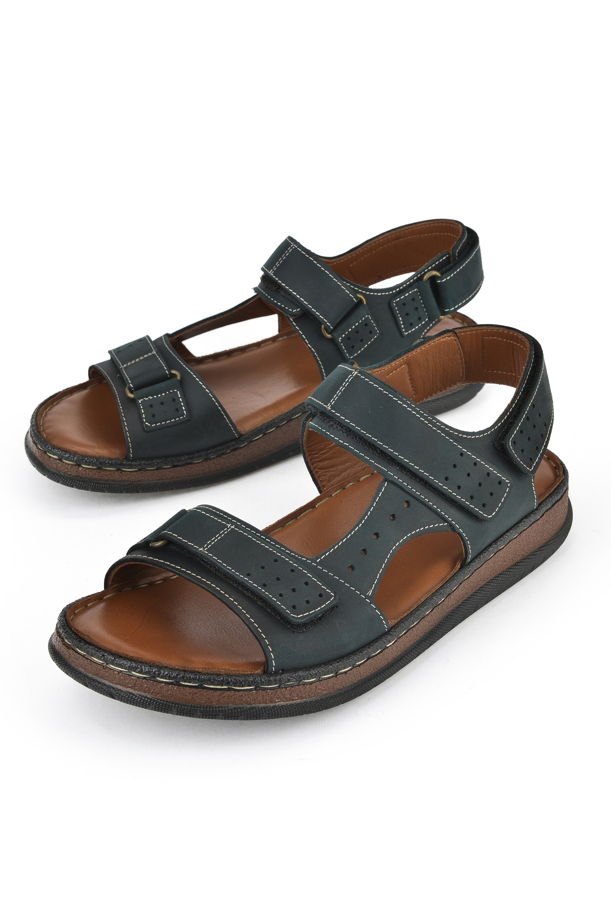 Erkek Hakiki Deri Sandalet 1511045ZS6 Yeşil - Görsel 6