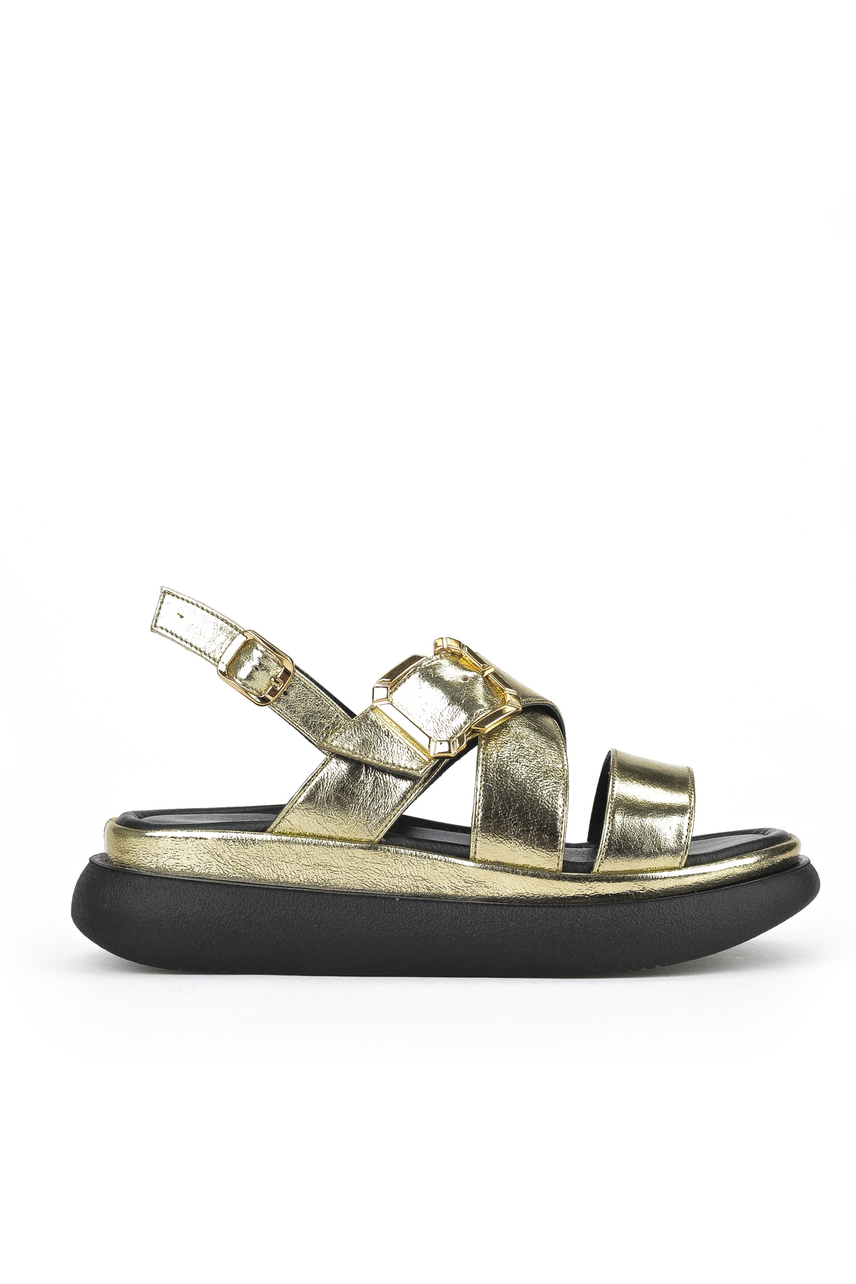 Kadın Hakiki Deri Topuklu Sandalet 151992Z302 Altın - Görsel 2