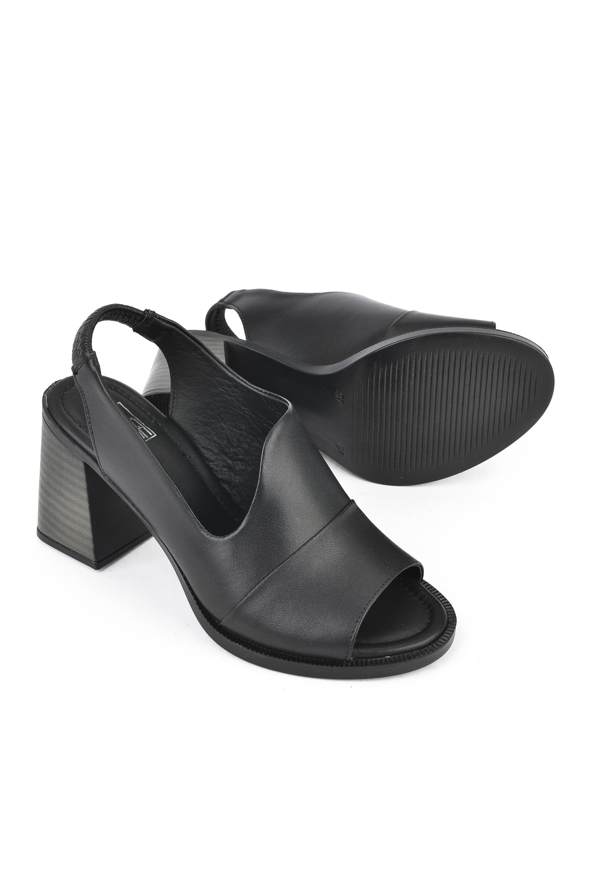 Kadın Hakiki Deri Topuklu Sandalet 151992Z54004 Siyah - Görsel 5